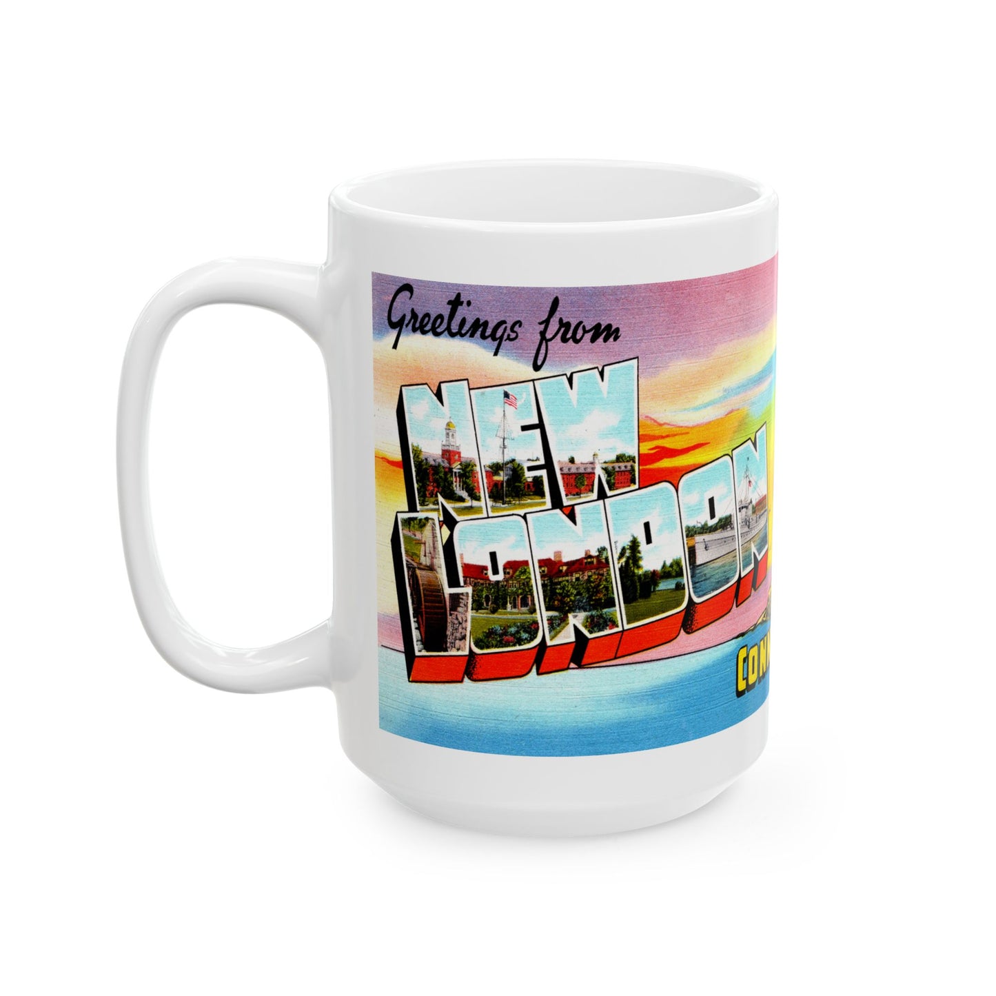 Memebly Retro Greetings from New London CT Connecticut Coffee Mug