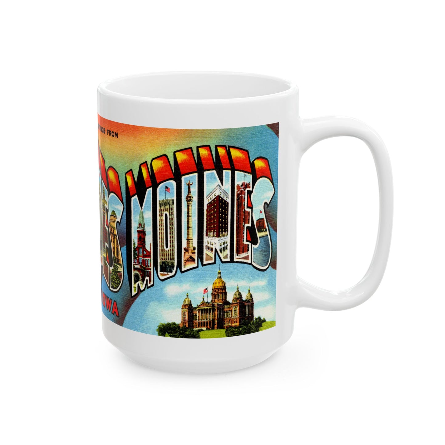 Memebly Vintage Greetings from Des Moines IA Coffee Mug