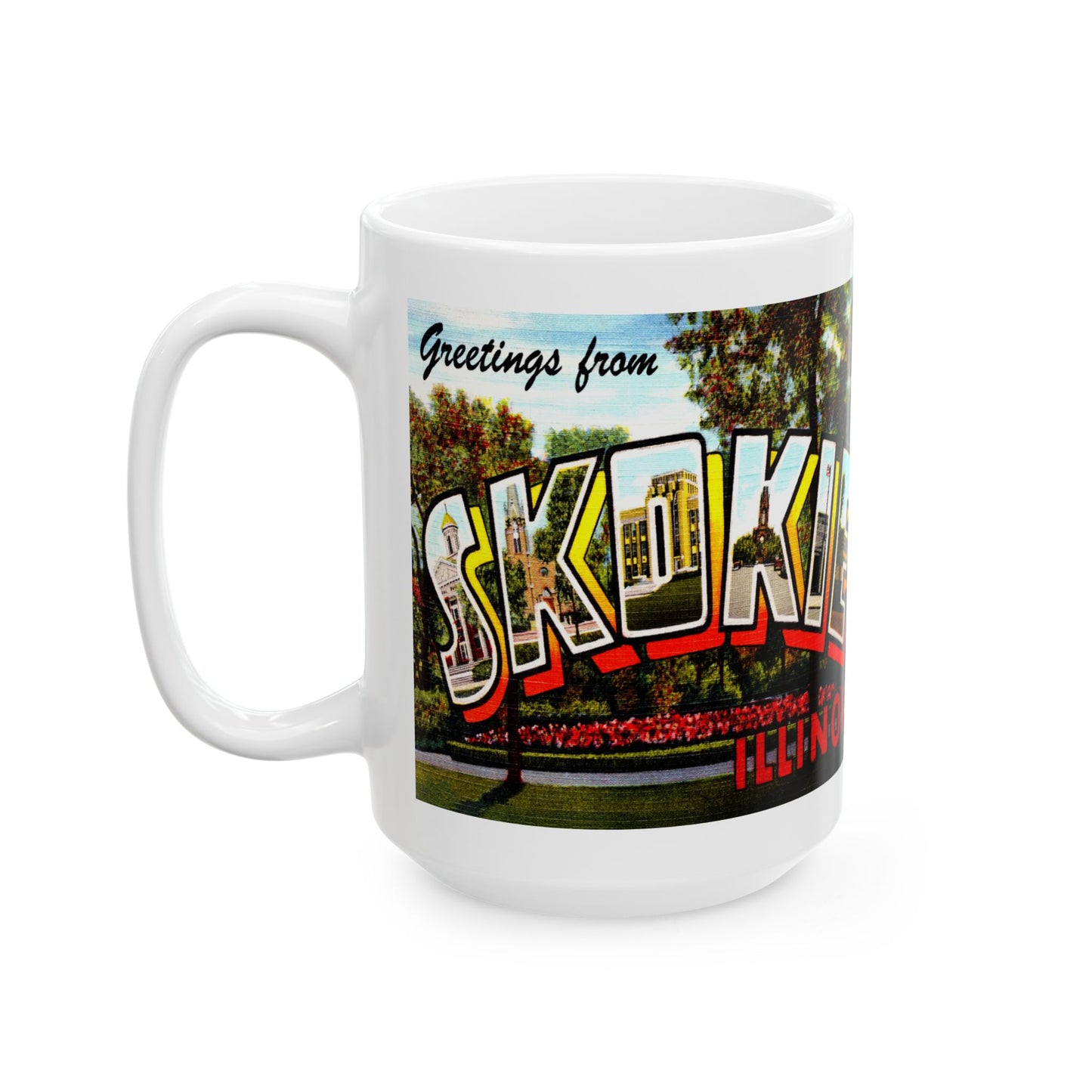 Memebly Scenic Vintage Greetings from Skokie IL Illinois Coffee Mug