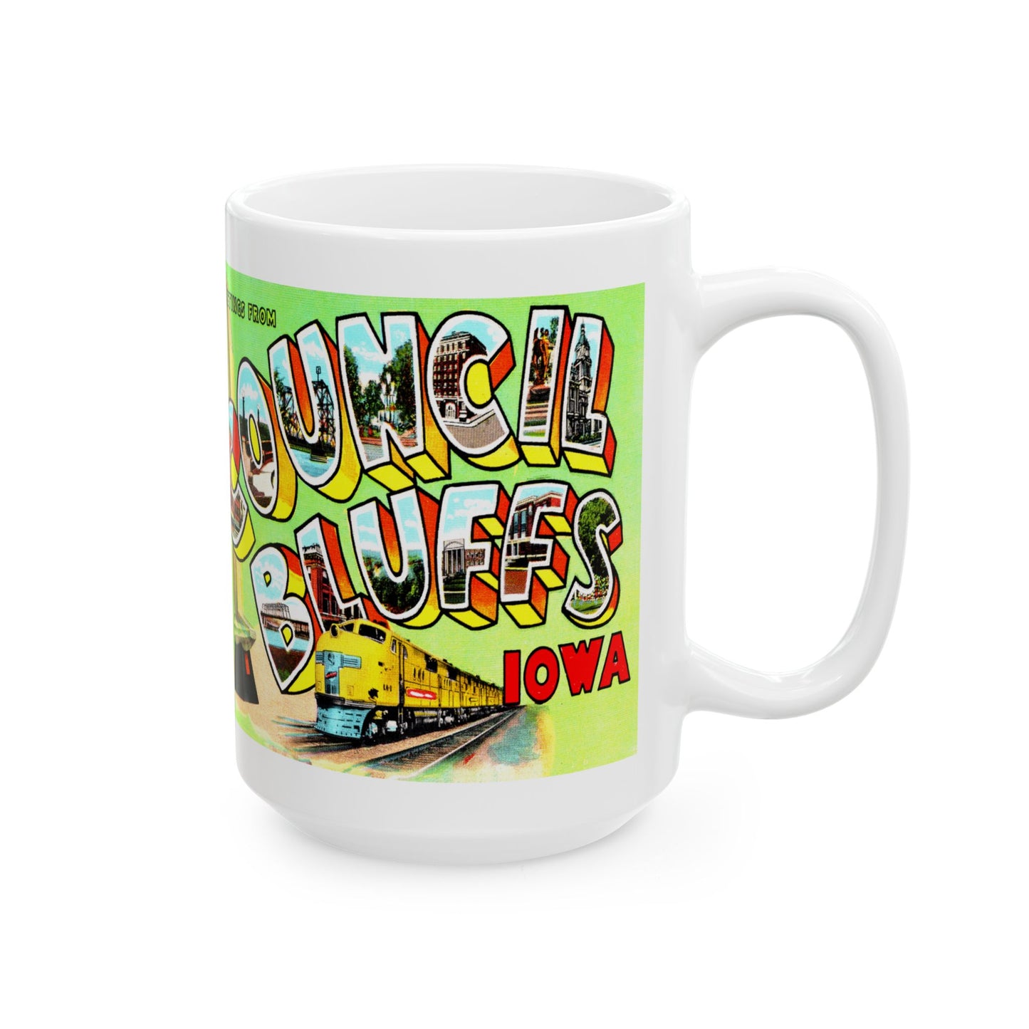 Memebly Vintage Greetings from Council Bluffs IA Coffee Mug