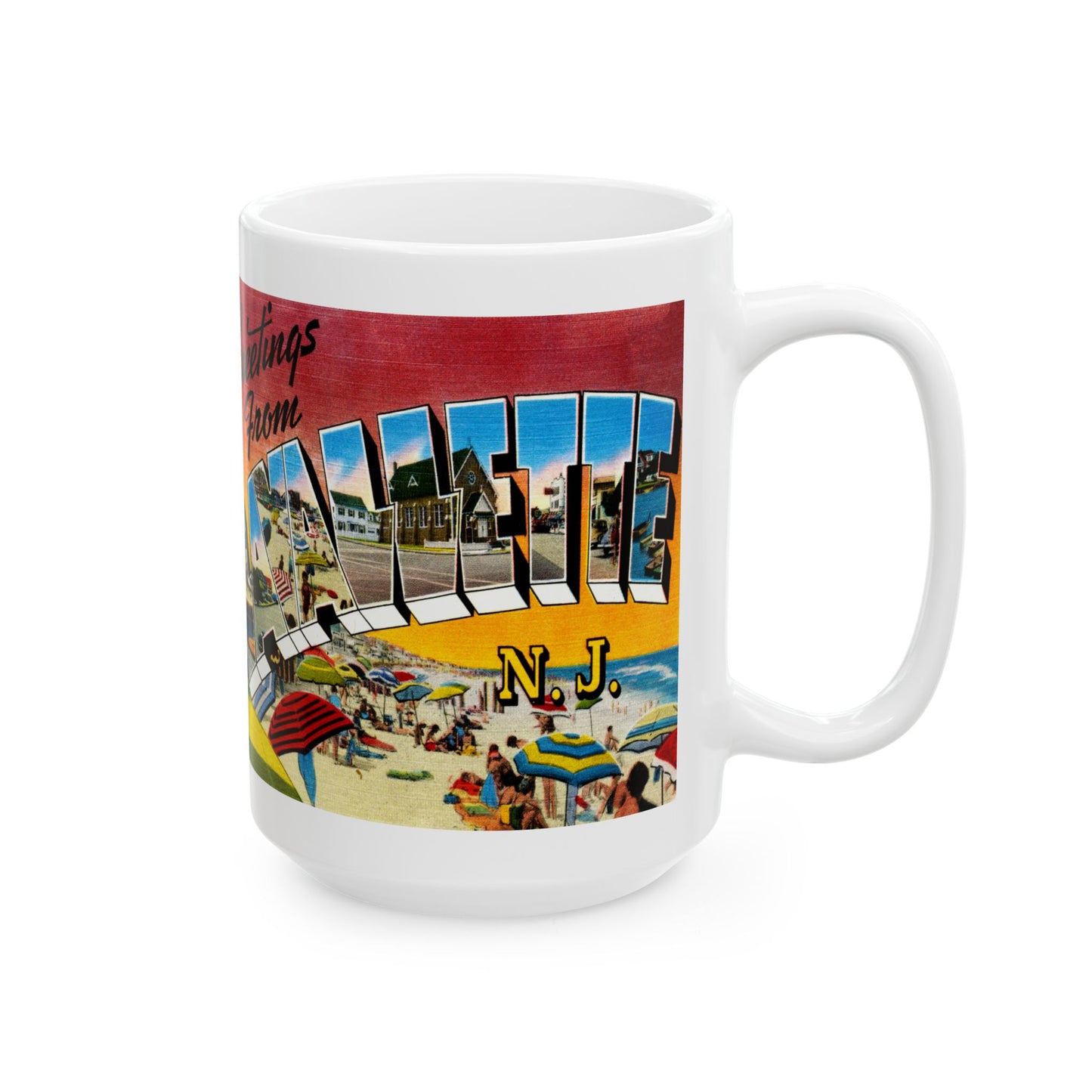 Memebly Vintage Greetings from Lavallette NJ New Jersey Coffee Mug