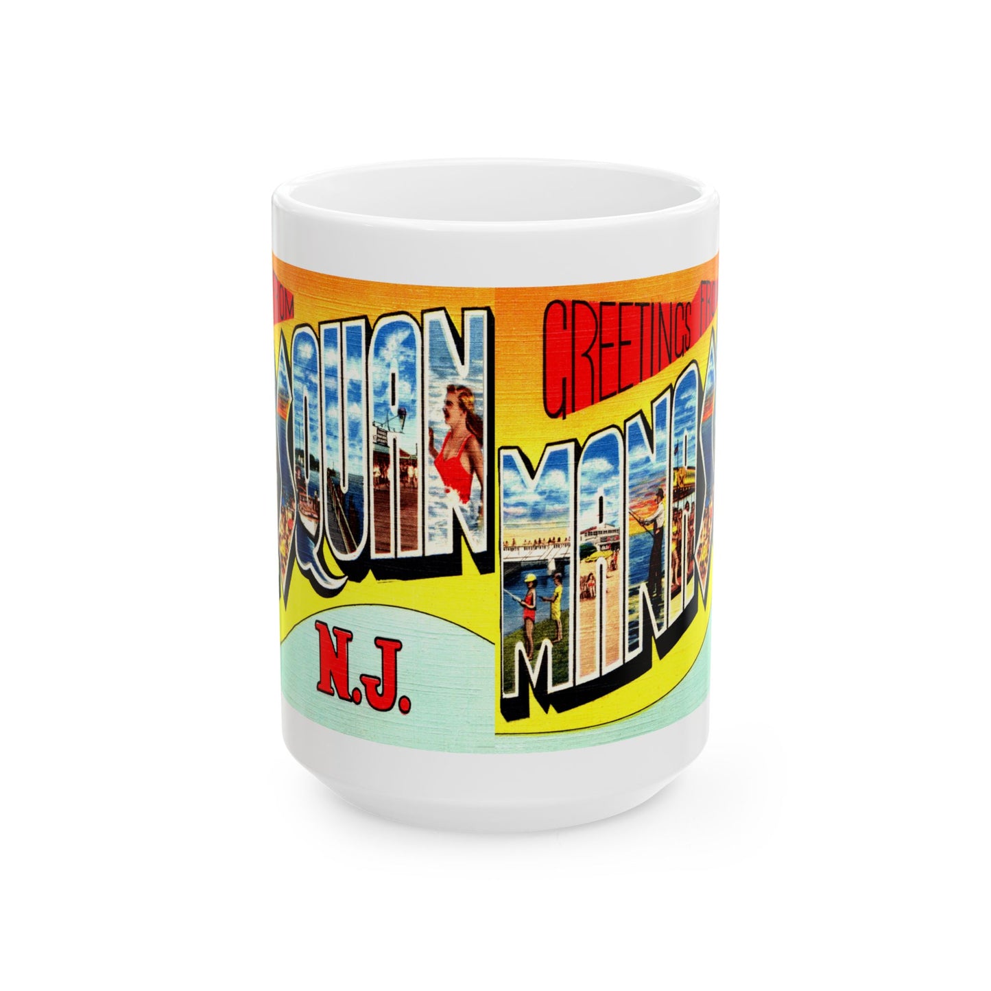 Memebly Vintage Greetings from Manasquan NJ New Jersey Coffee Mug