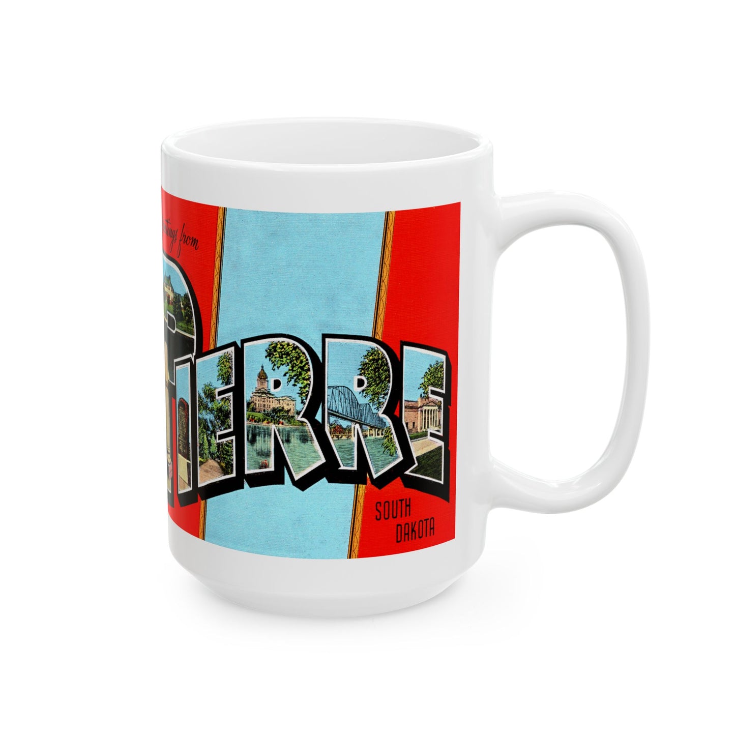 Memebly Vintage Greetings from Pierre SD South Dakota Coffee Mug