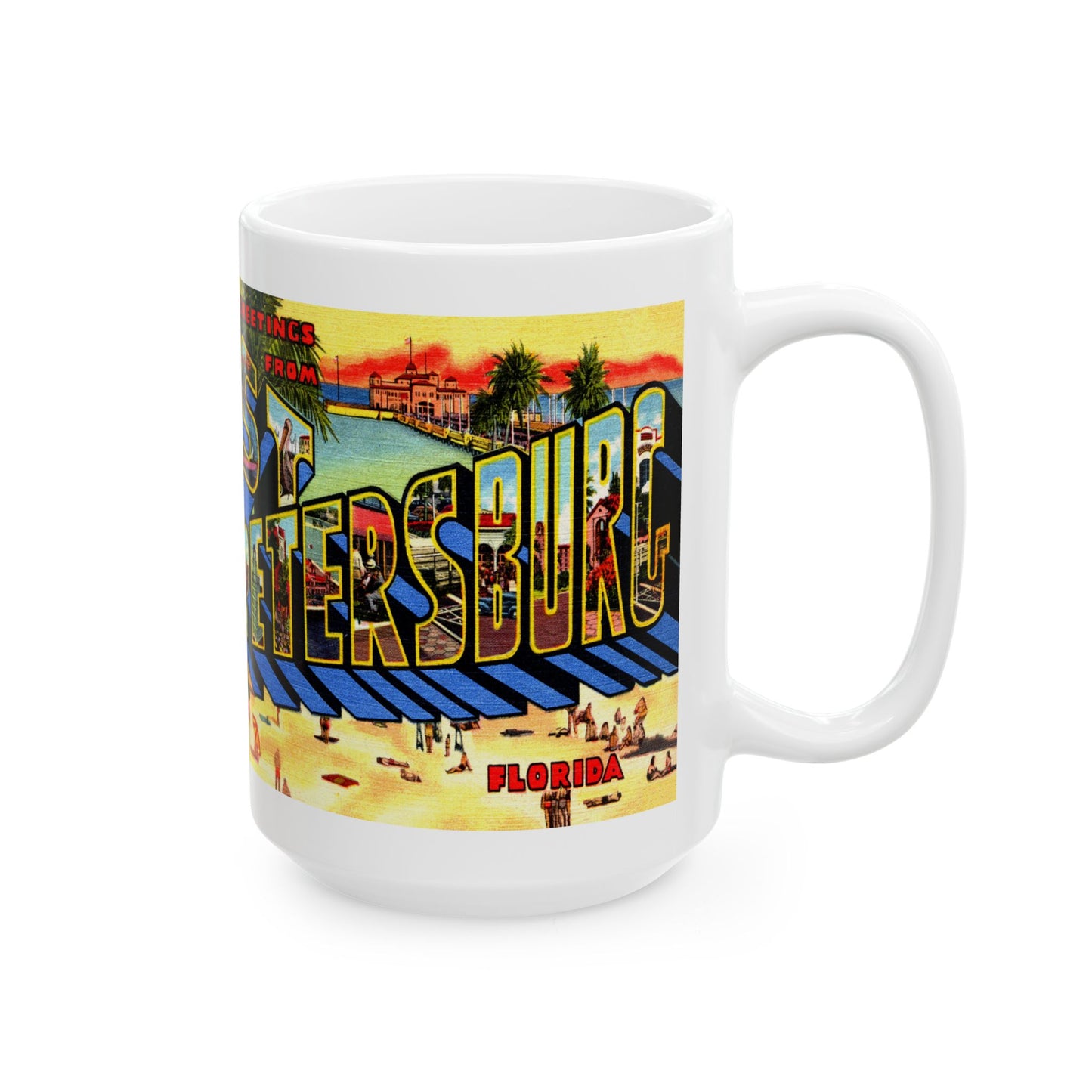 Memebly Colorful Retro Greetings from Saint St Petersburg FL Florida Coffee Mug