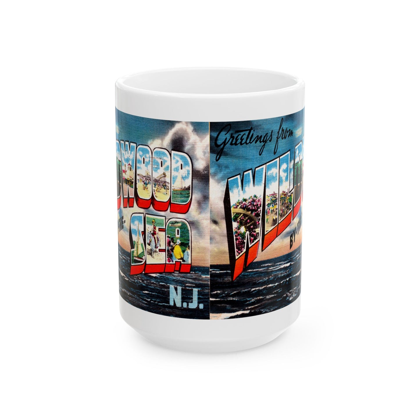 Memebly Vintage Greetings from Wildwood by the Sea NJ New Jersey Coffee Mug