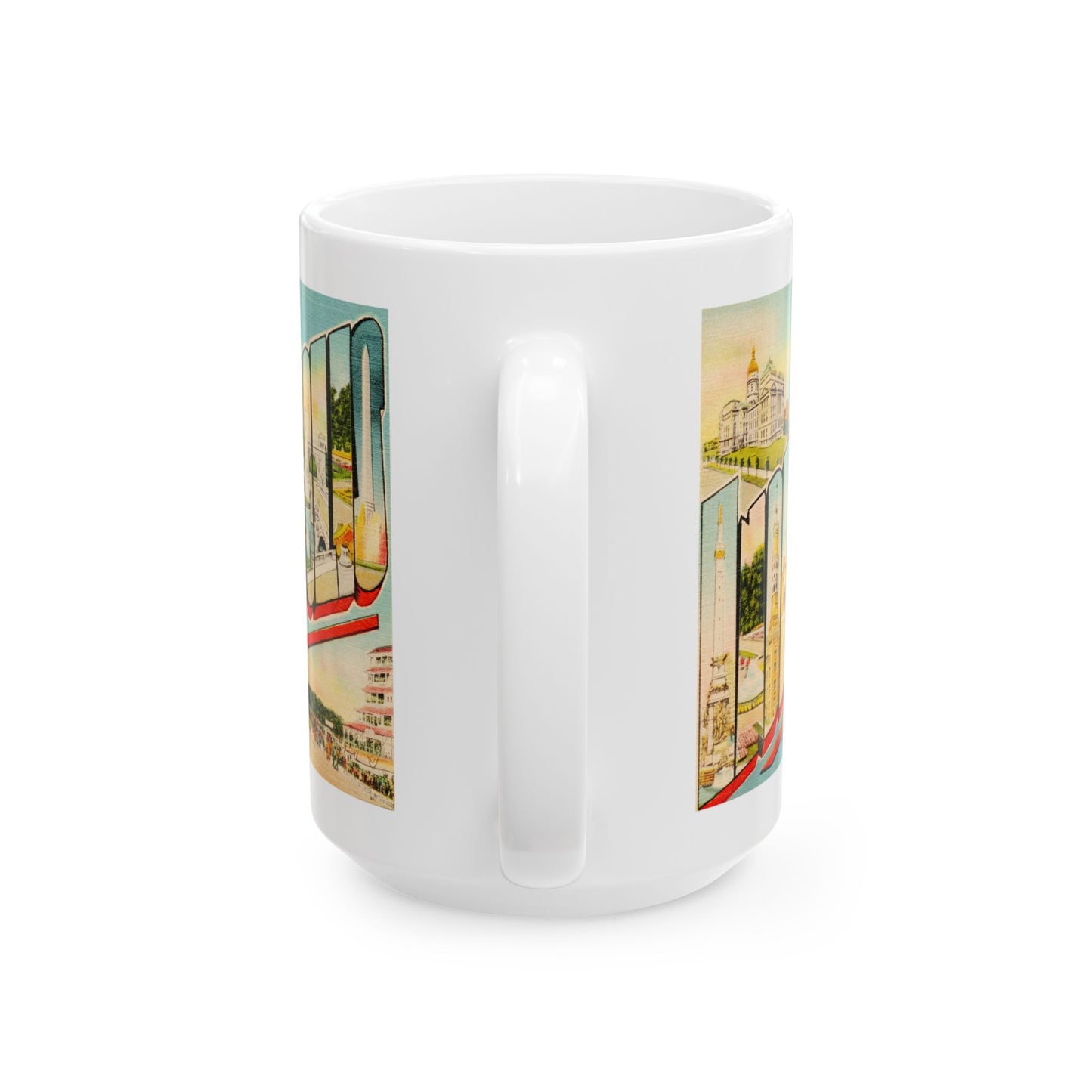 Memebly  Retro Buildings Greetings from Indianapolis IN Indiana Coffee Mug