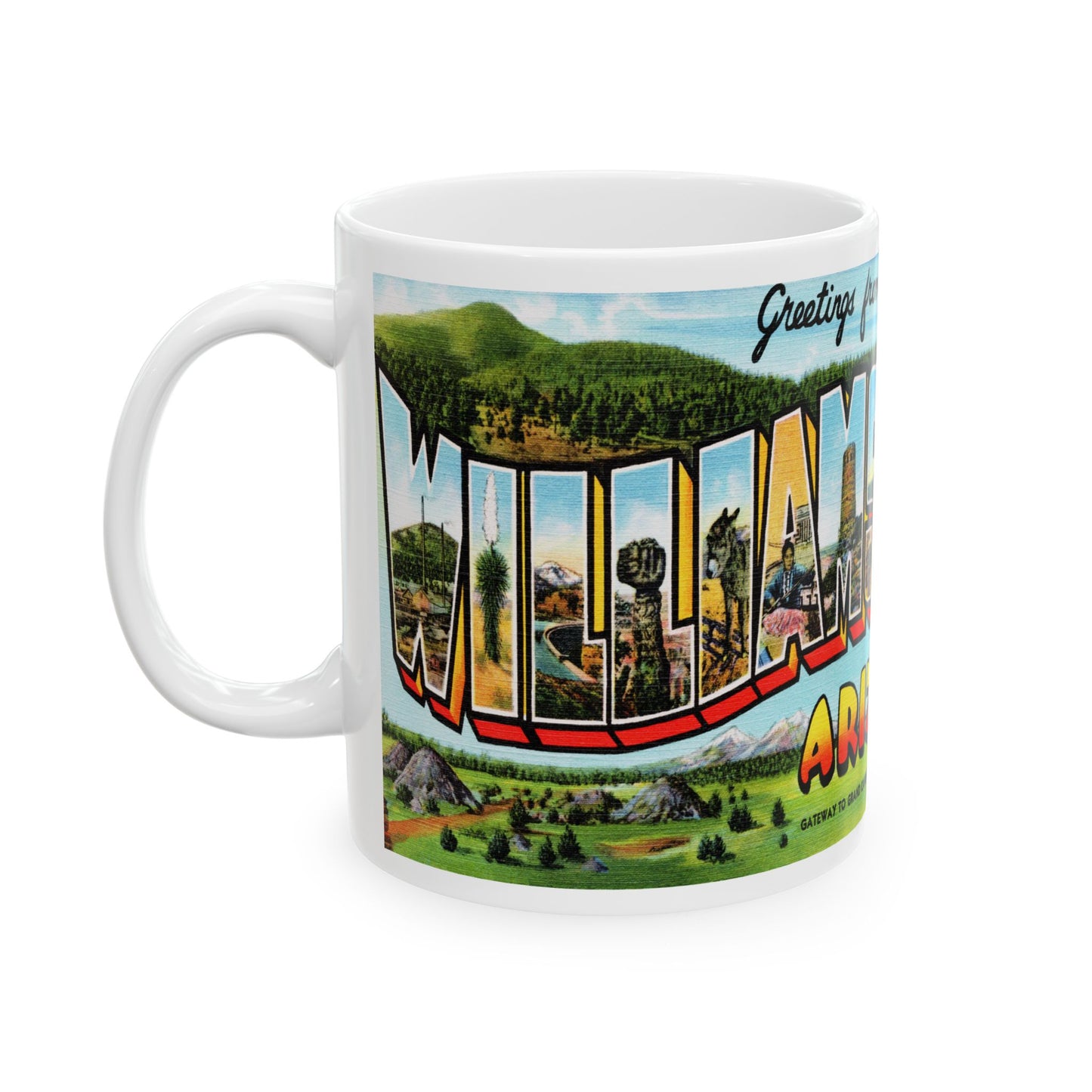 Memebly Vintage Greetings from Williams AZ Arizona Coffee Mug