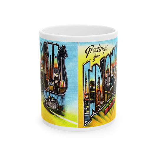 Memebly Colorful Vintage Greetings from Indianapolis IN Indiana Coffee Mug