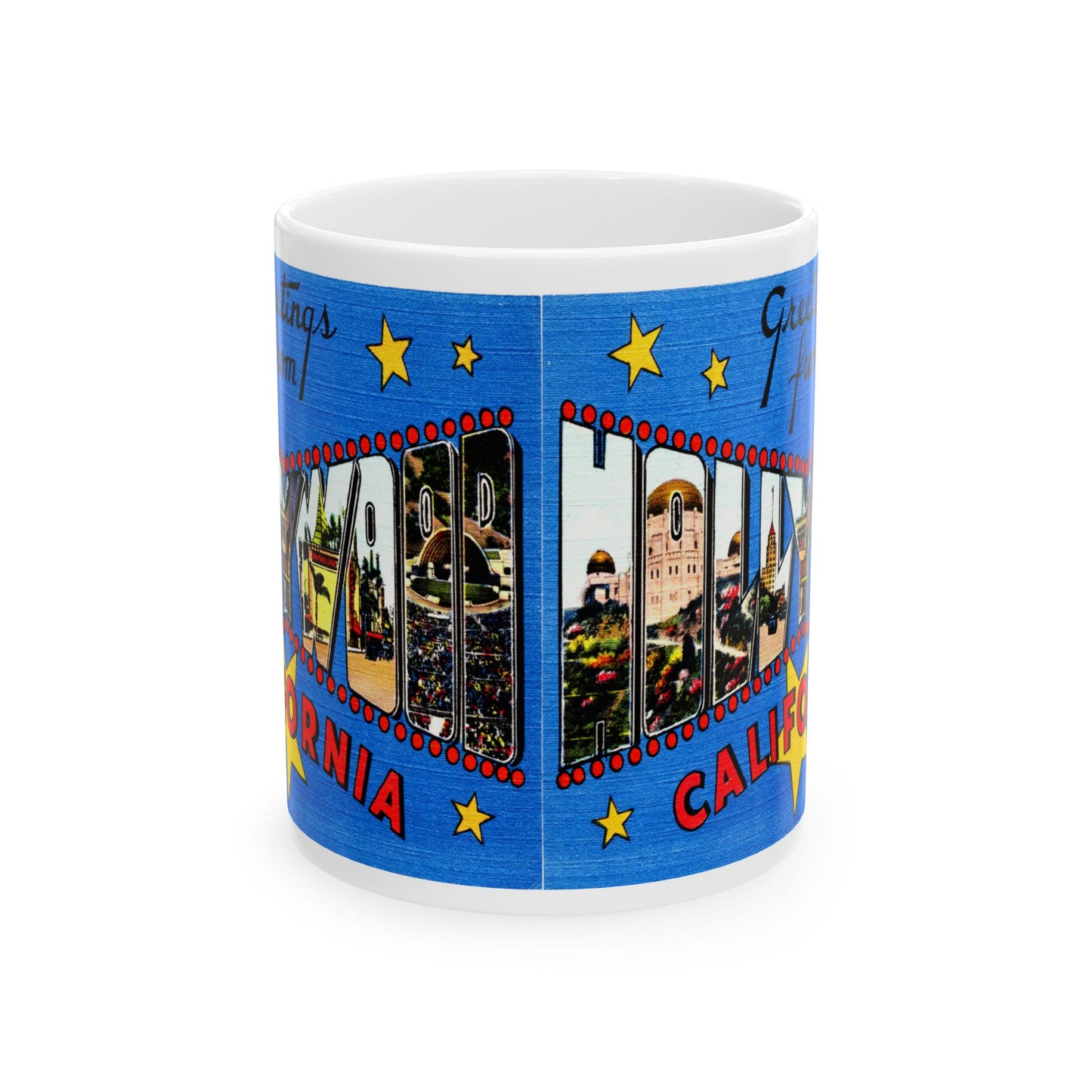 Memebly Colorful Greetings from Hollywood CA California Coffee Mug