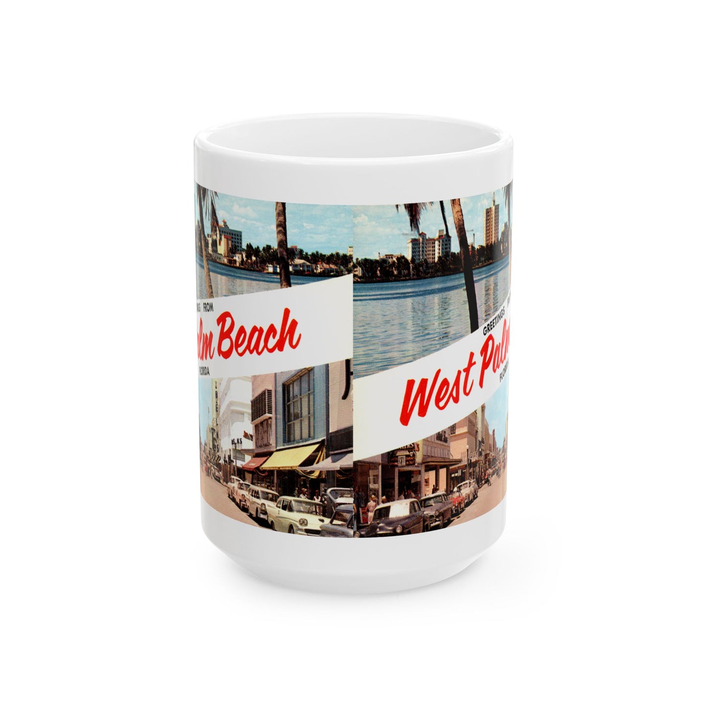 Memebly Retro 1950s Greetings from West Palm Beach FL Florida Coffee Mug