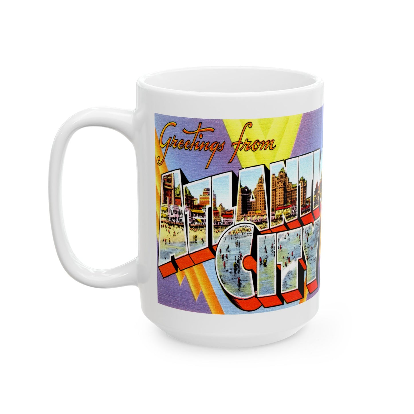 Memebly Vintage Greetings from Atlantic City NJ New Jersey Coffee Mug - Violet Image