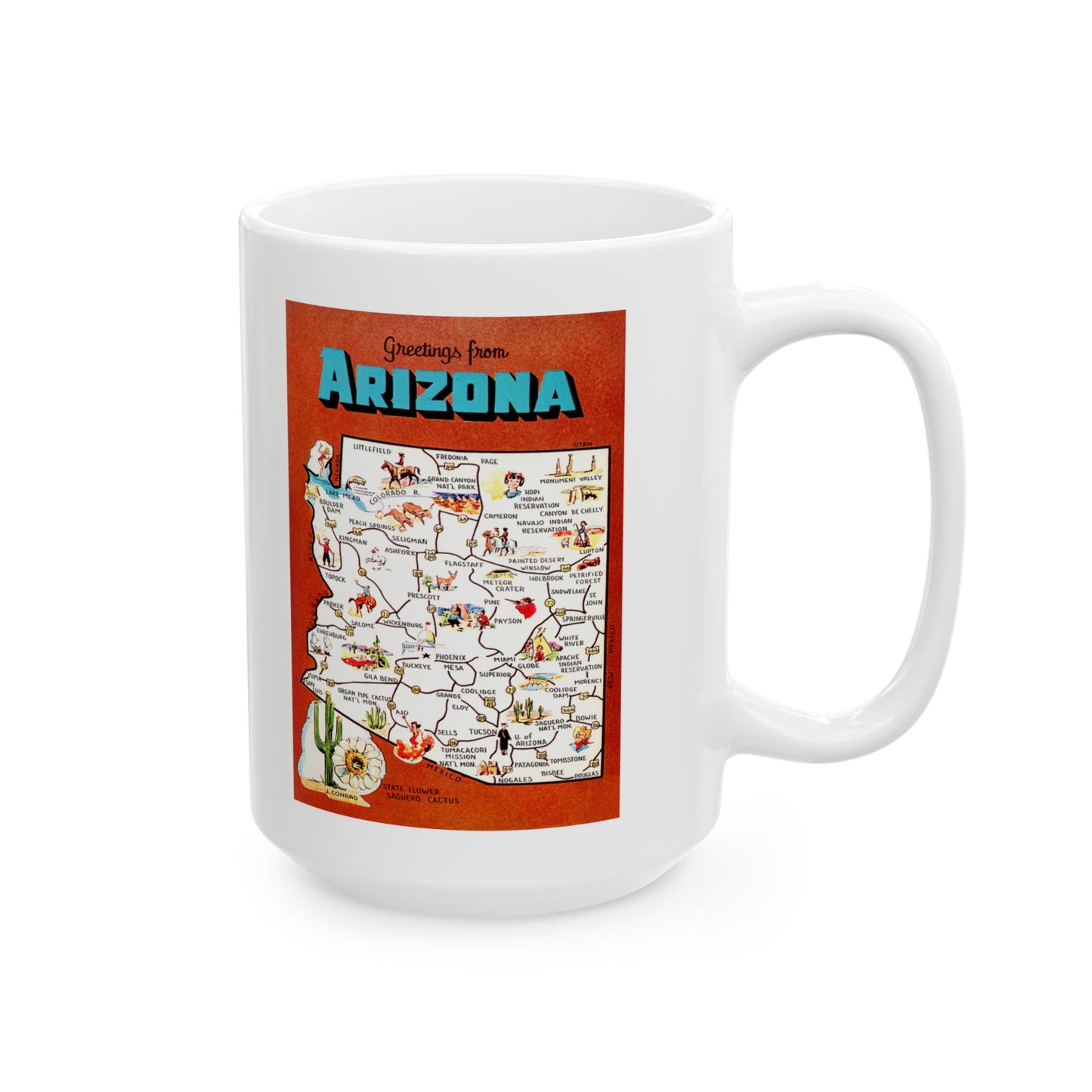 Memebly Vintage Greetings from Arizona AZ Map  Coffee Mug