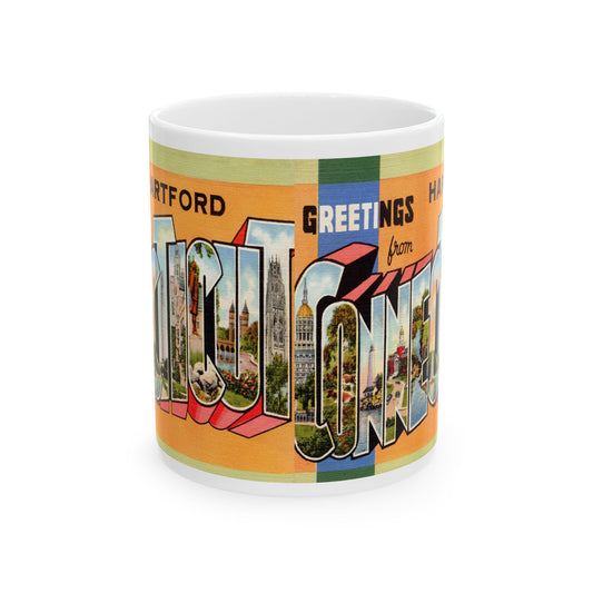 Memebly Colorful Retro Greetings from Hartford CT Coffee Mug