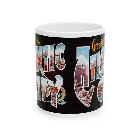 Memebly Colorful Vintage Attractions Greetings from Atlantic City NJ New Jersey Coffee Mug