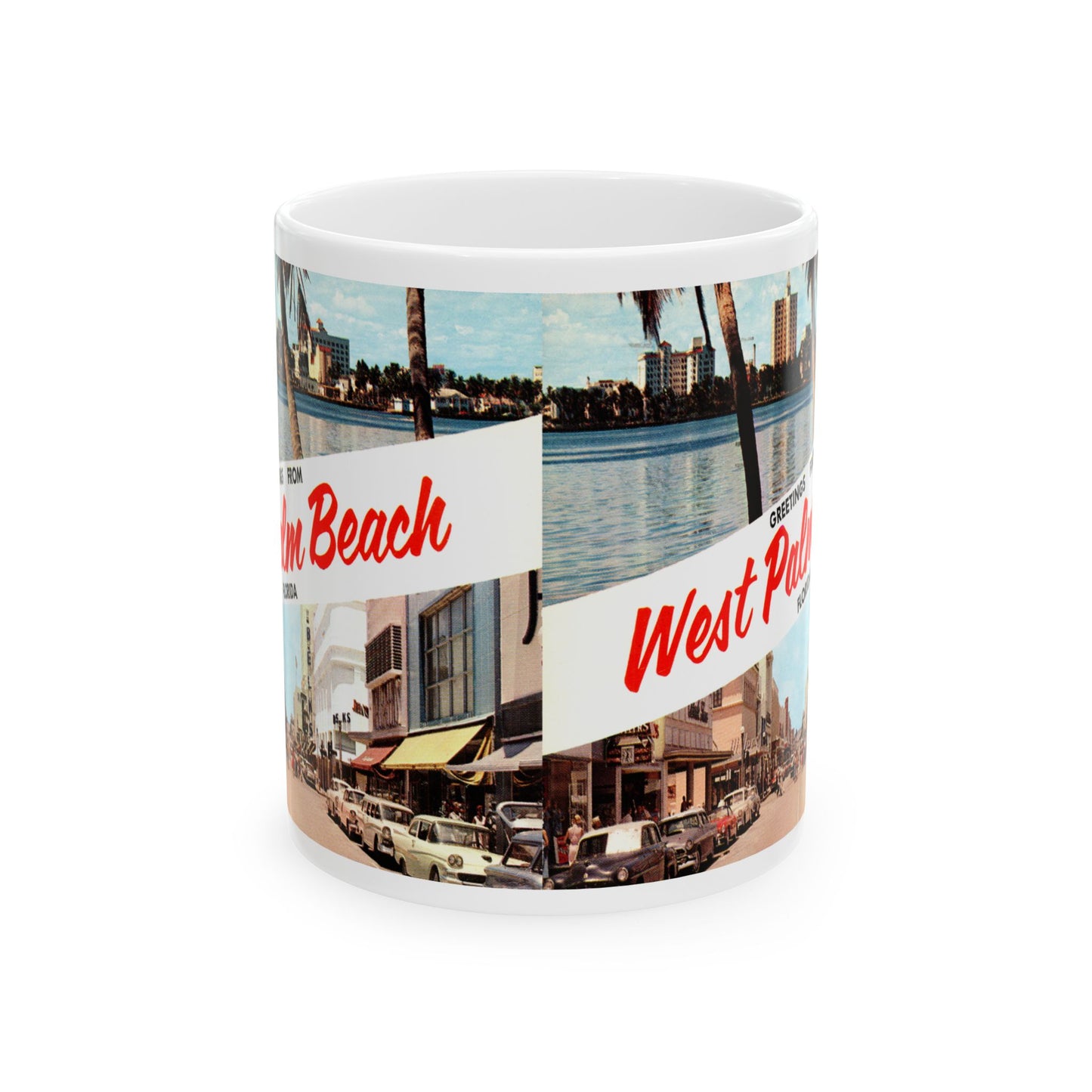 Memebly Retro 1950s Greetings from West Palm Beach FL Florida Coffee Mug