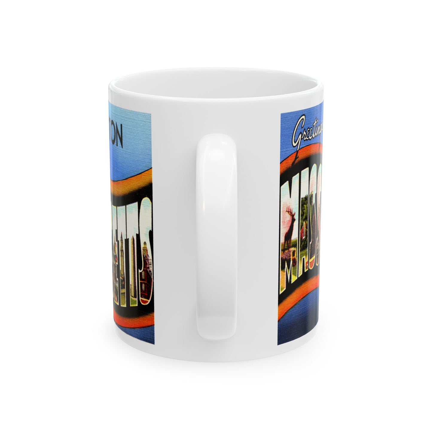 Memebly Vintage Greetings from Boston MA Massachusetts Coffee Mug