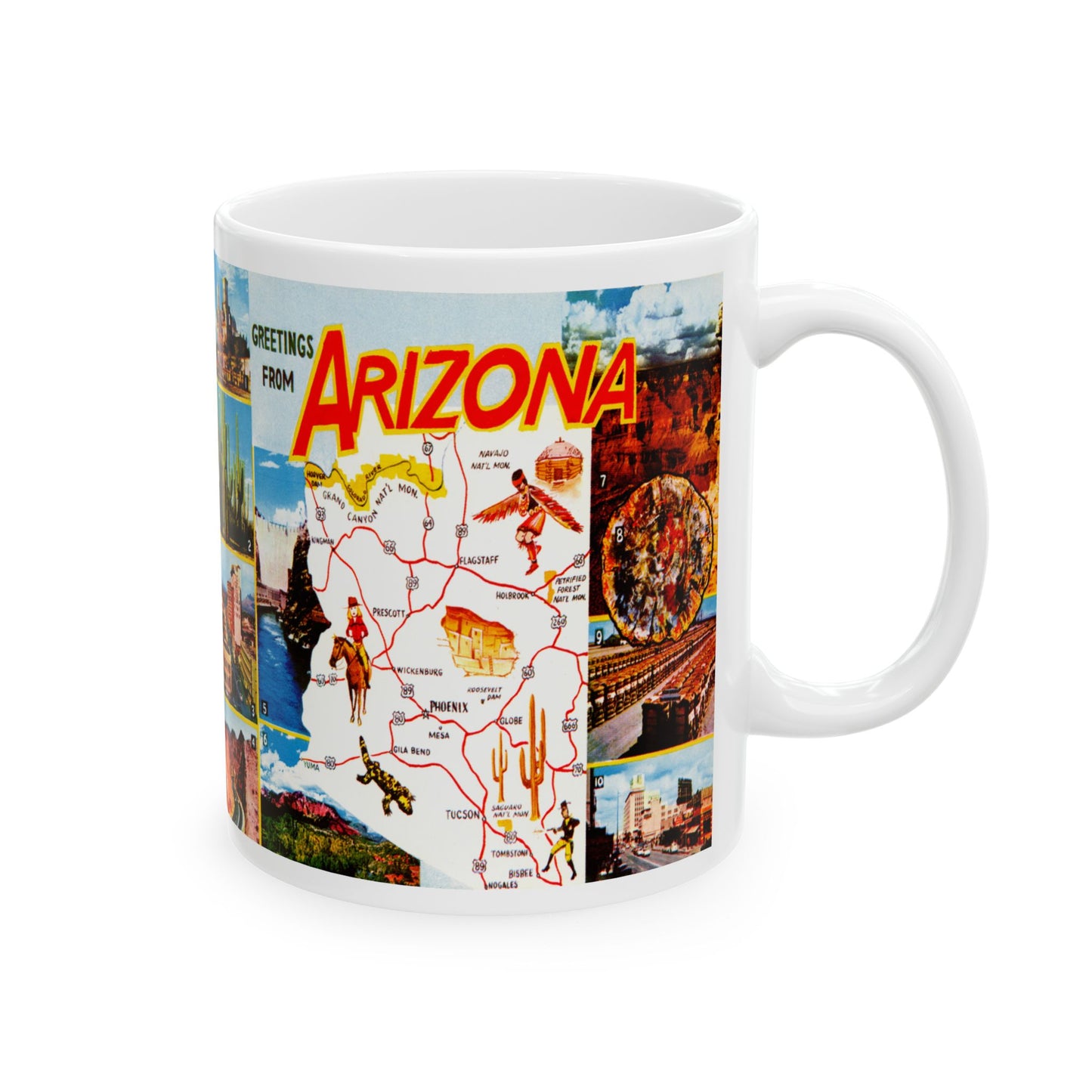 Memebly Vintage Scenic View AZ Arizona Map Coffee Mug