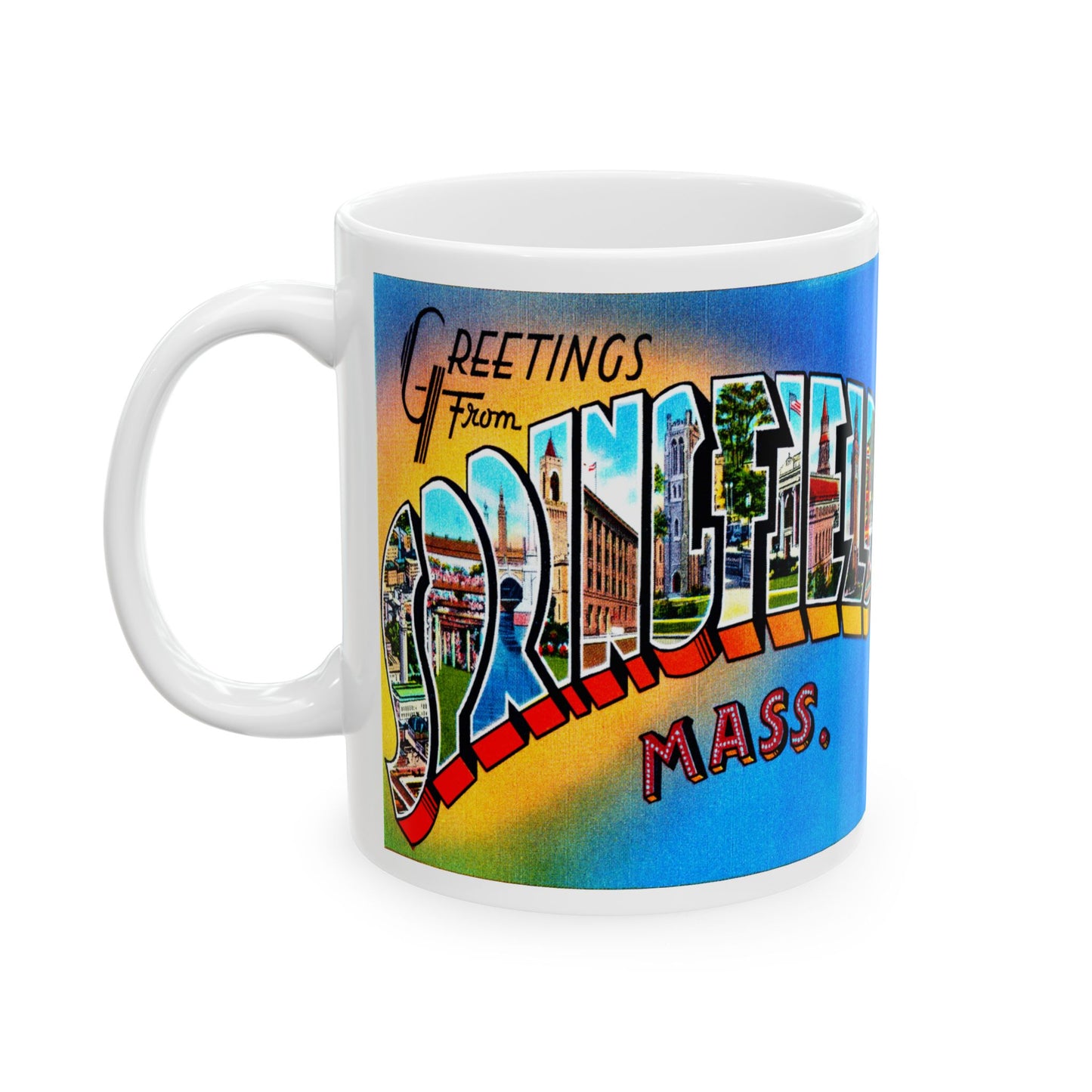 Memebly Vintage Greetings from Springfield MA Massachusetts Coffee Mug