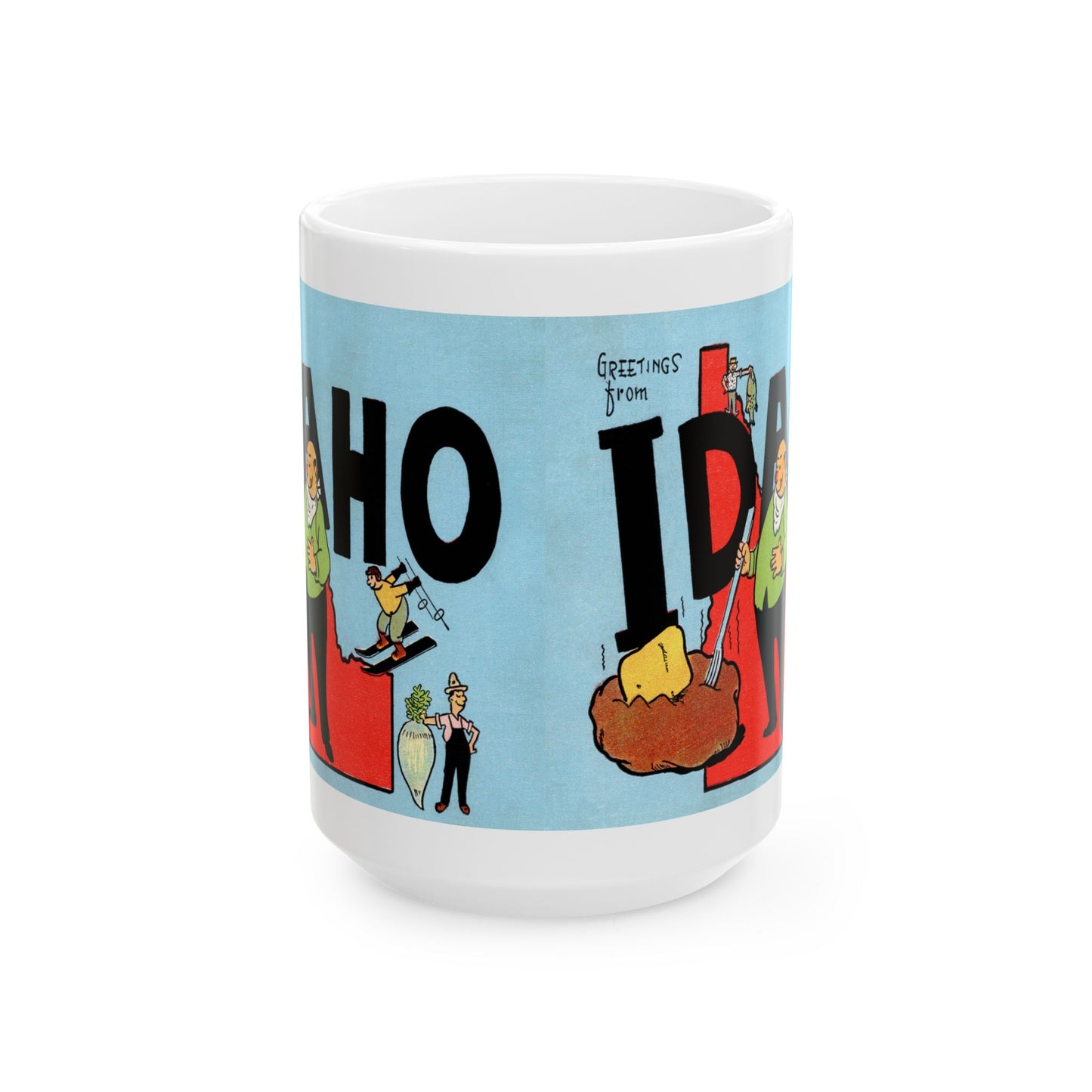 Memebly Vintage Greetings from Idaho Map Coffee Mug