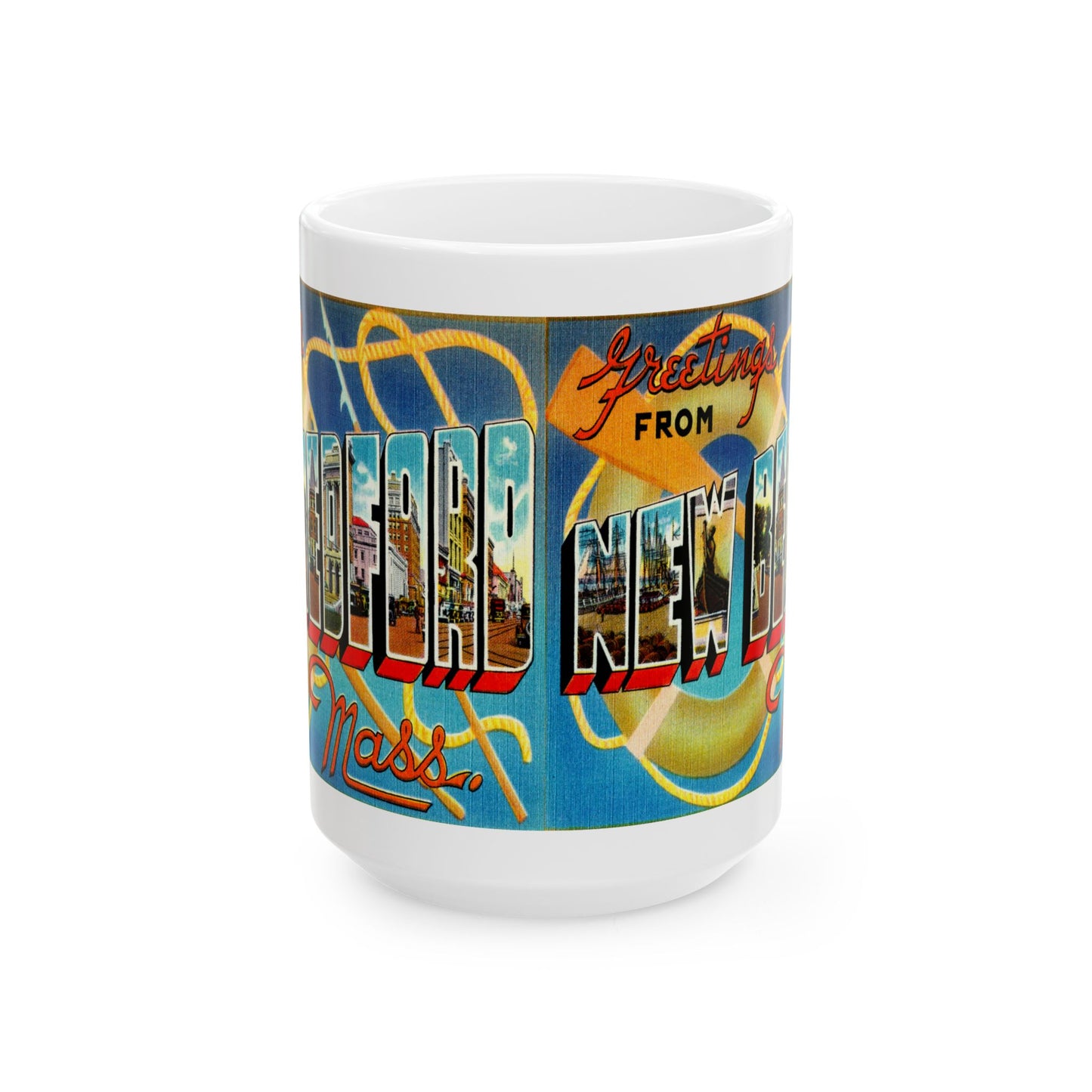 Memebly Colorful Retro Greetings from New Bedford MA Massachusetts Coffee Mug