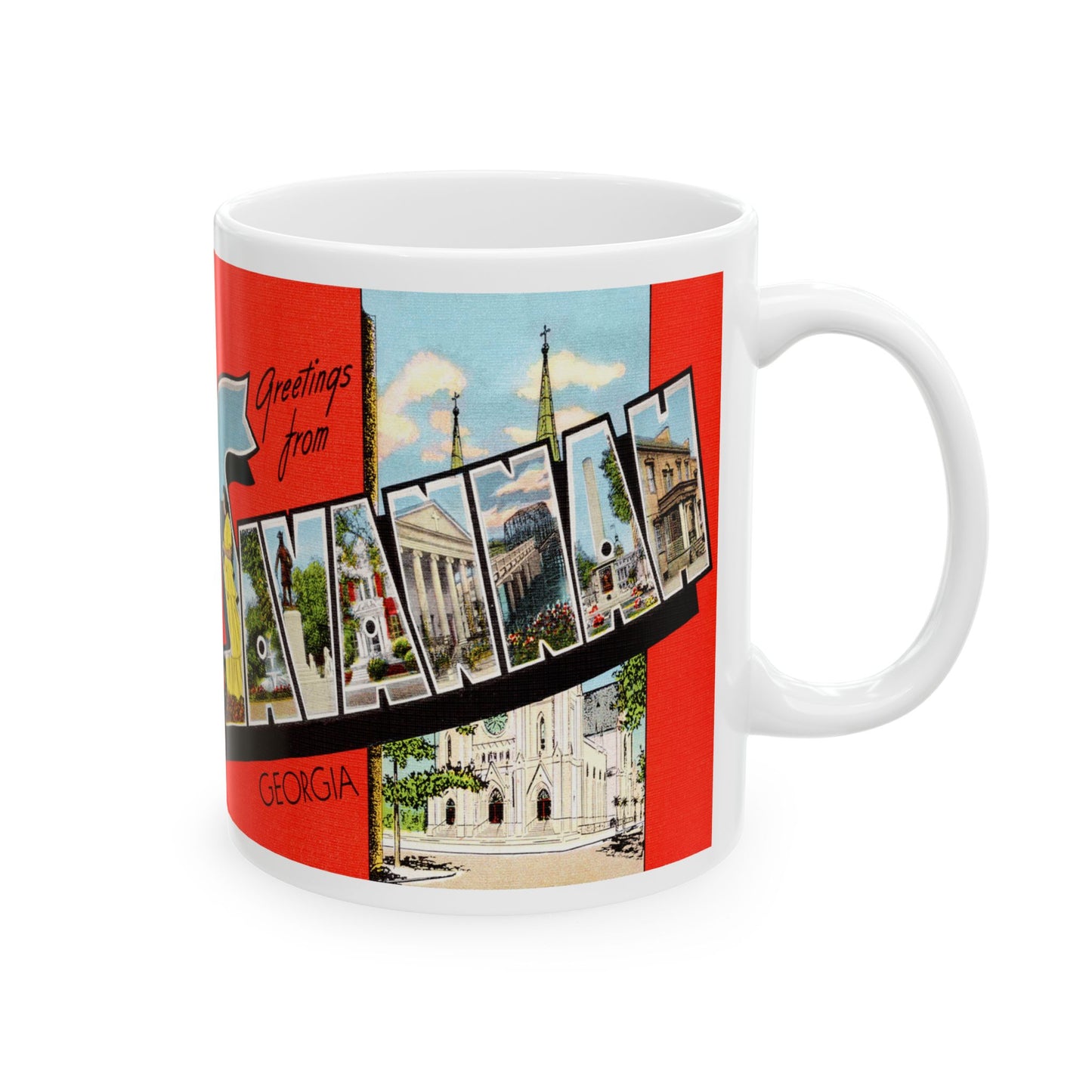 Memebly Vintage Scenic Greetings from Savannah GA Coffee Mug