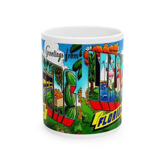 Memebly Vintage Greetings from Leesburg FL Florida Coffee Mug