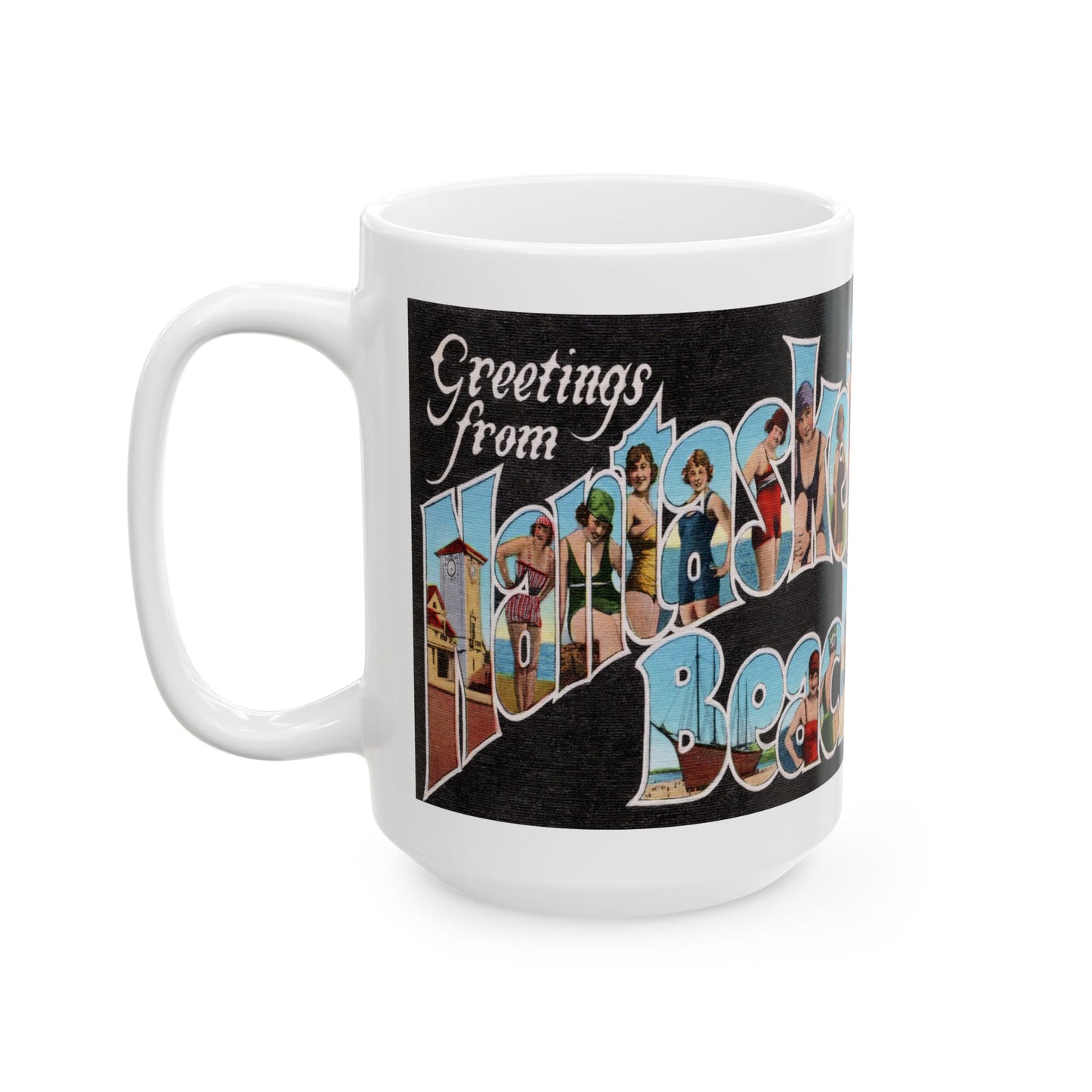 Memebly Vintage 1930s Greetings from Nantasket Beach MA Massachusetts Coffee Mug