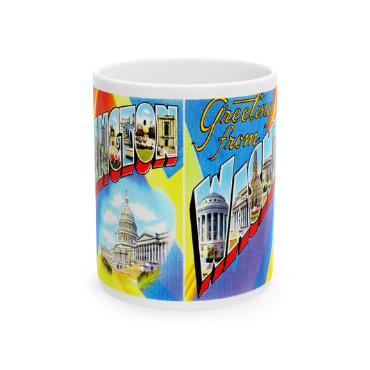 Memebly Colorful Vintage Retro Greetings from Washington DC Coffee Mug