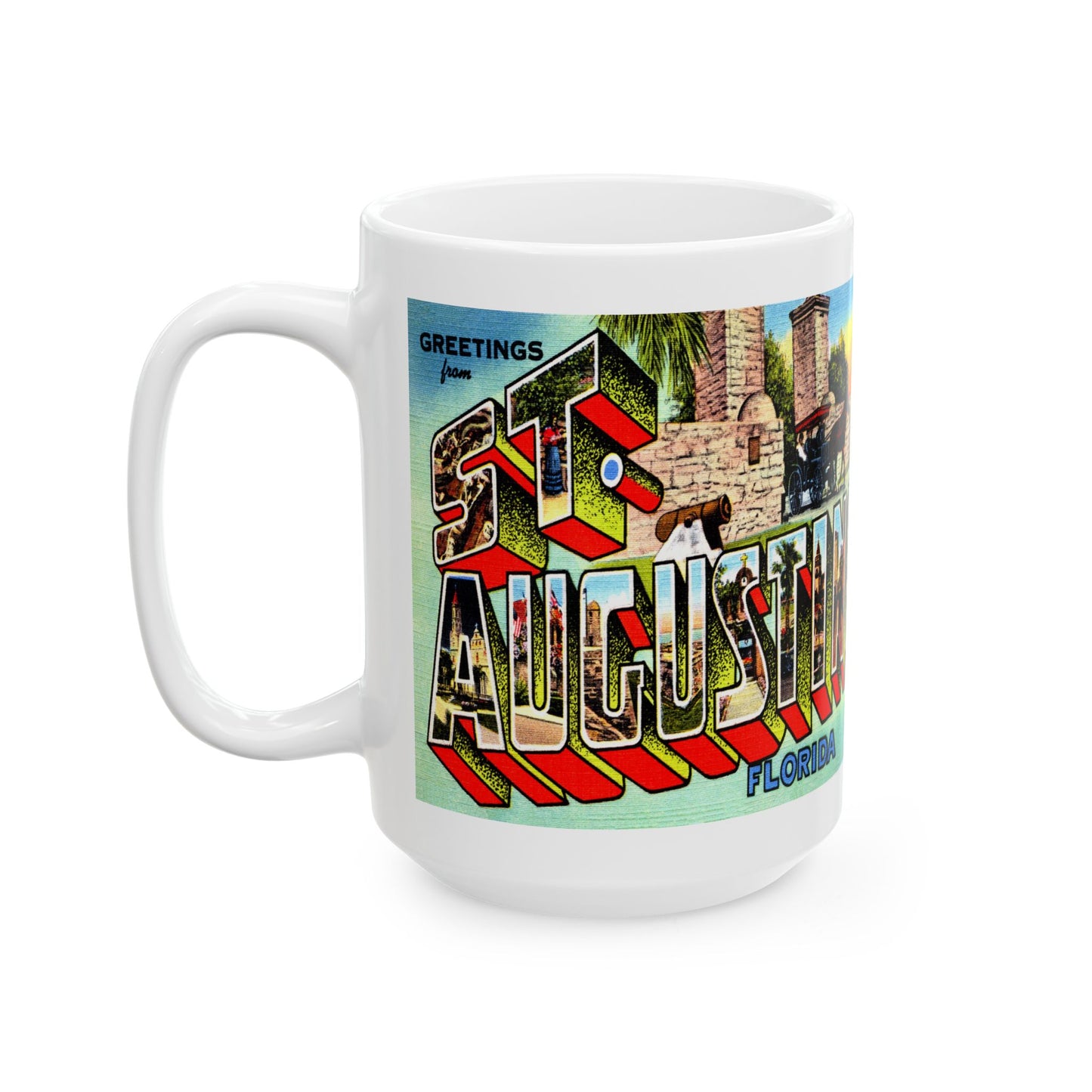 Memebly Colorful Retro Greetings from St Augustine FL Florida Coffee Mug