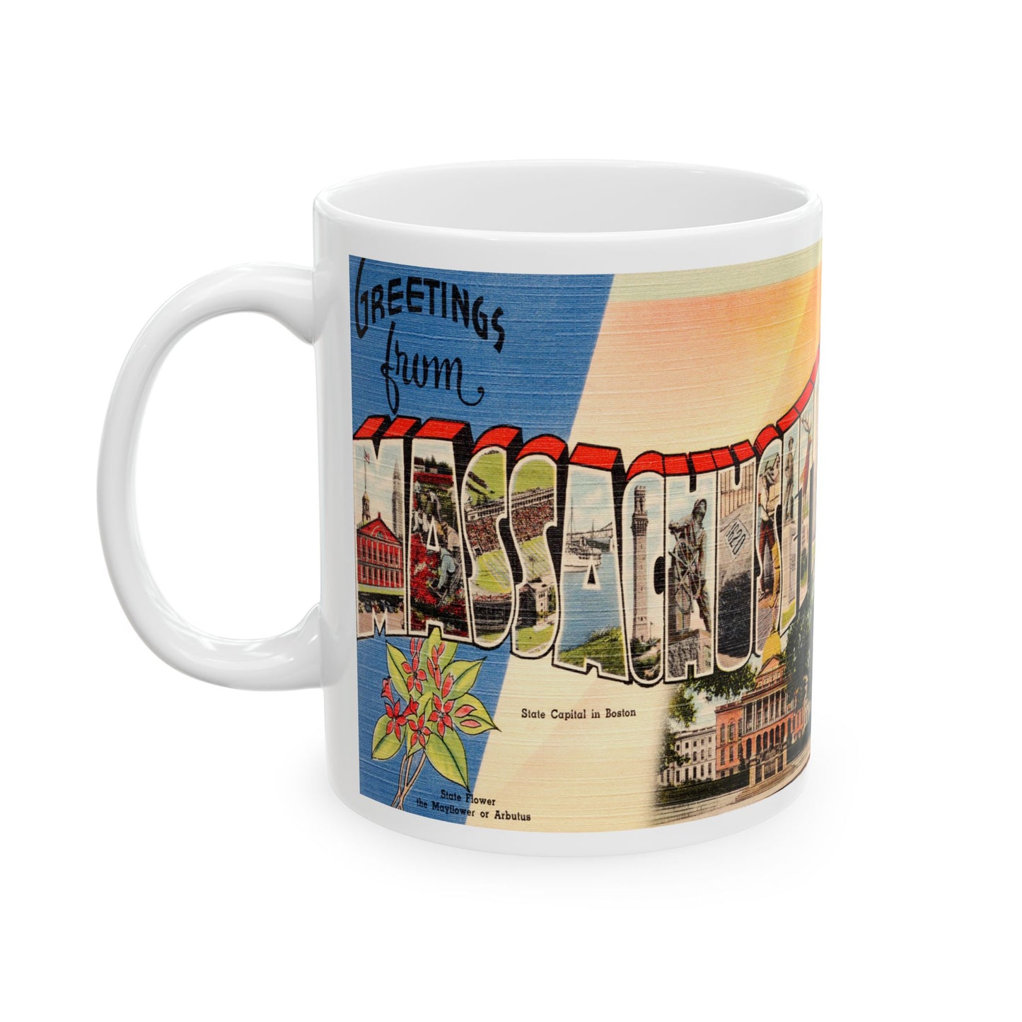 Memebly Retro Vintage Greetings from Massachusetts MA Coffee Mug