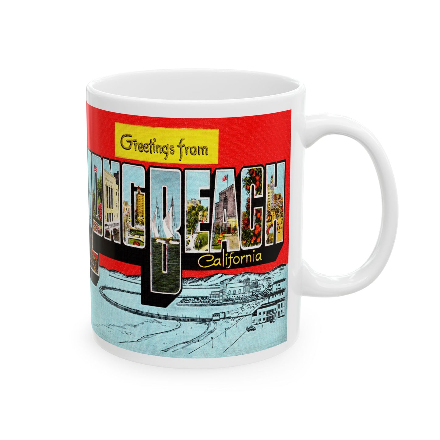 Memebly Retro Greetings from Long Beach CA California Coffee Mug