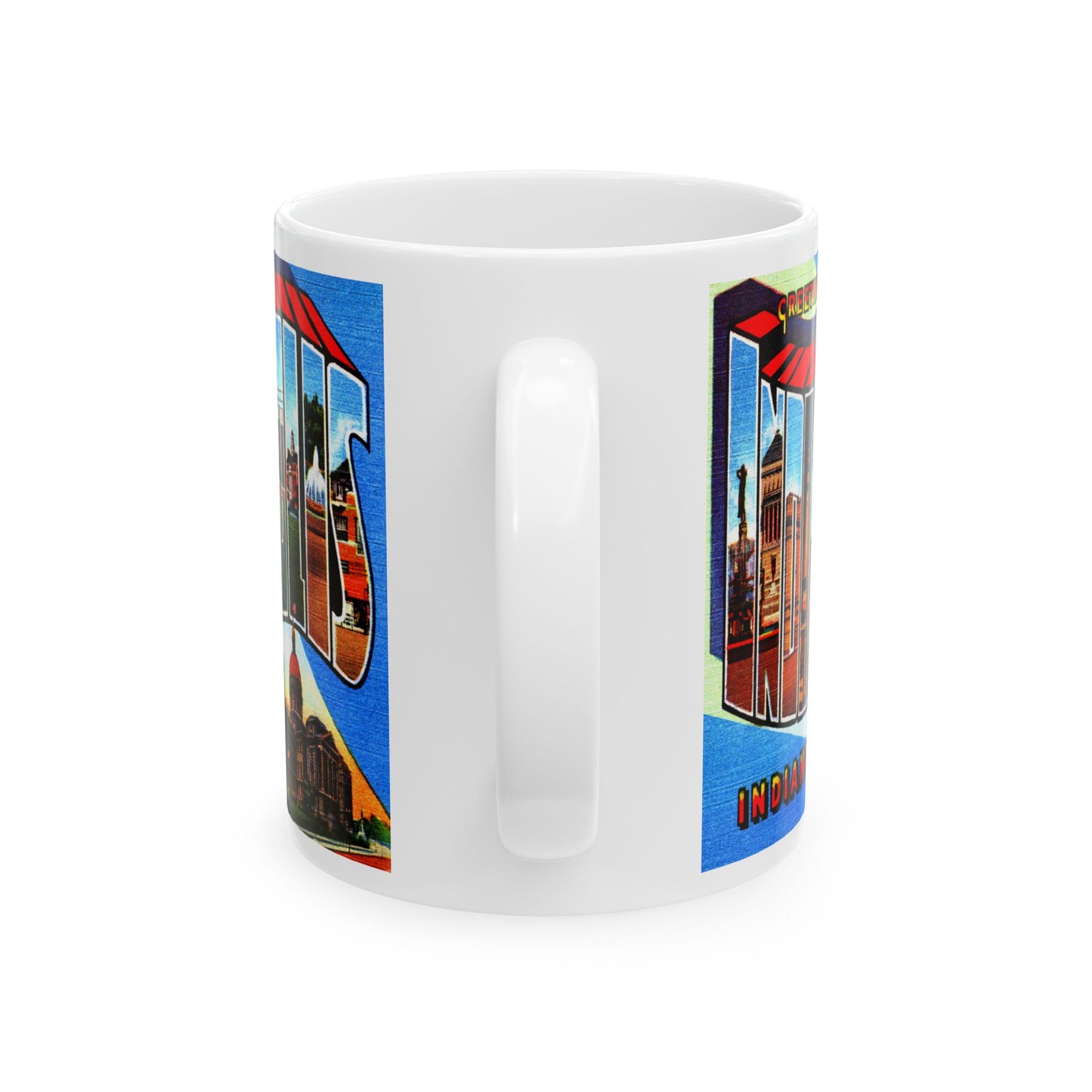 Memebly Colorful Retro Greetings from Indianapolis IN Indiana Coffee Mug