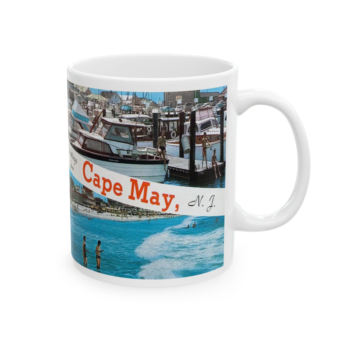 Memebly Vintage 1950s Greetings from Cape May NJ New Jersey Coffee Mug