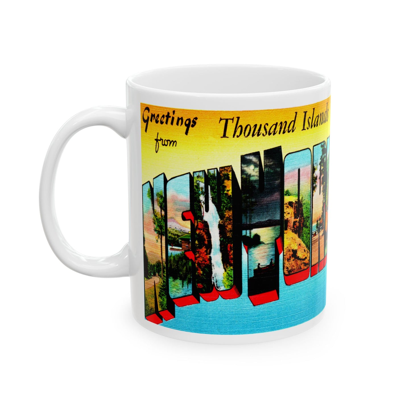 Memebly Retro Greetings from Thousand Islands NY New York Coffee Mug