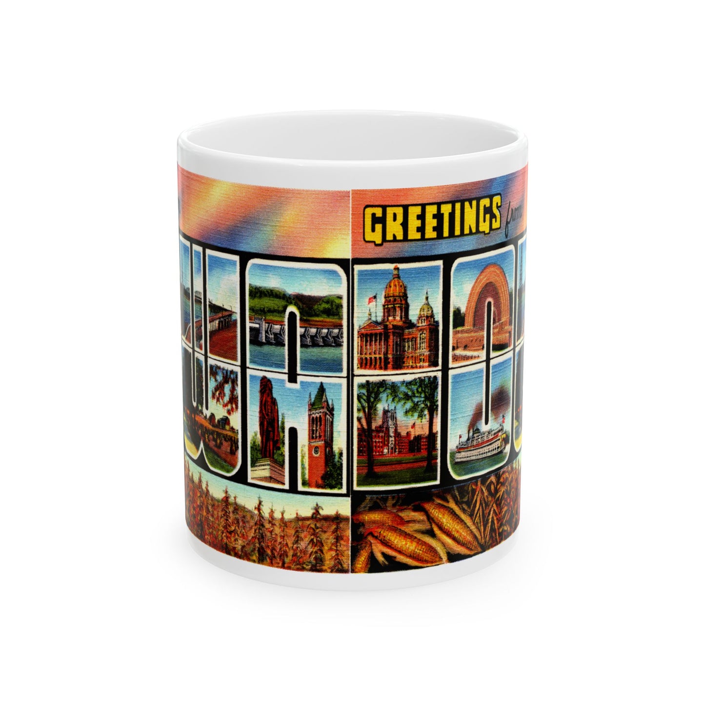 Memebly Scenic Vintage Greetings from Iowa IA Coffee Mug