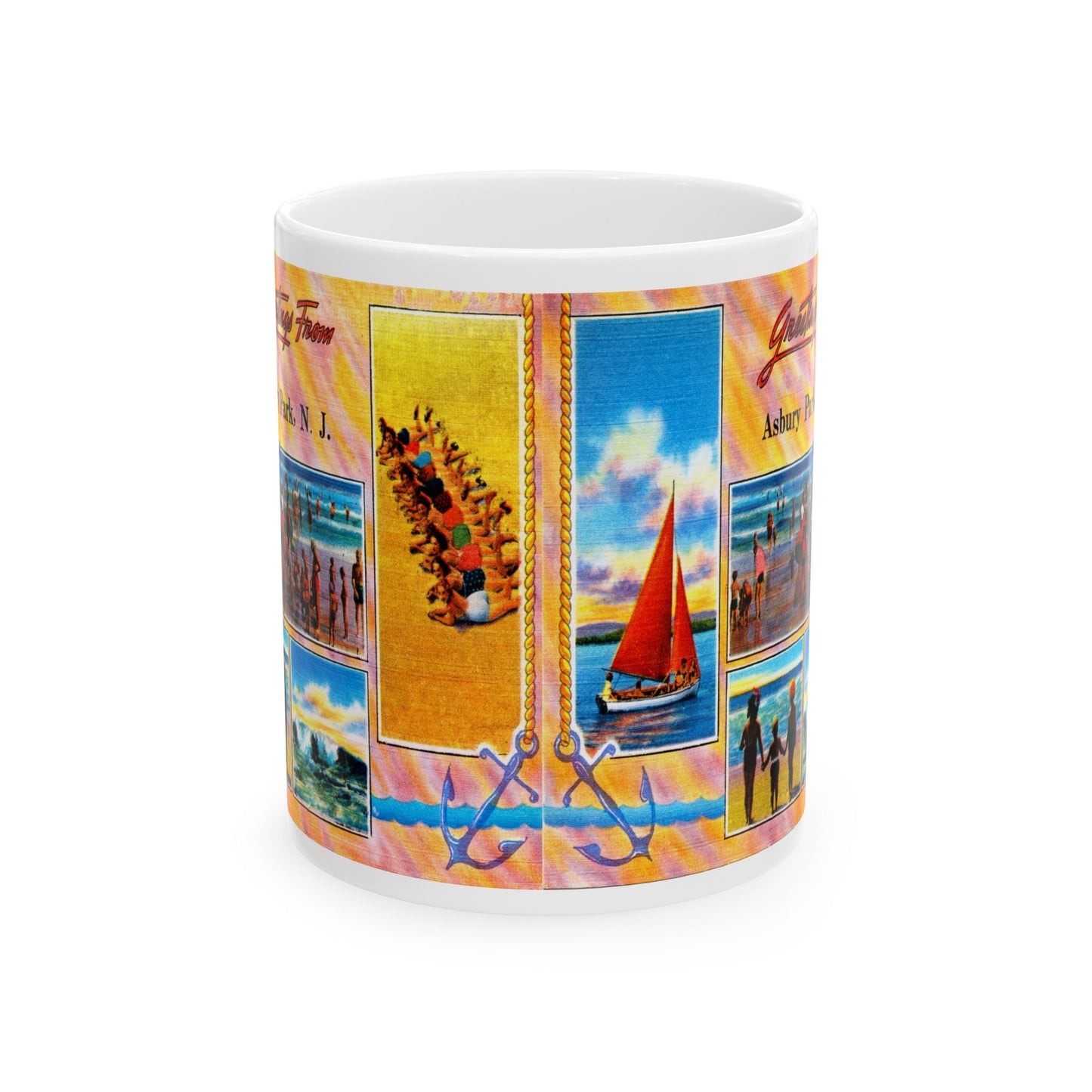 Memebly Vintage Beach Greetings from Asbury Park NJ New Jersey Coffee Mug