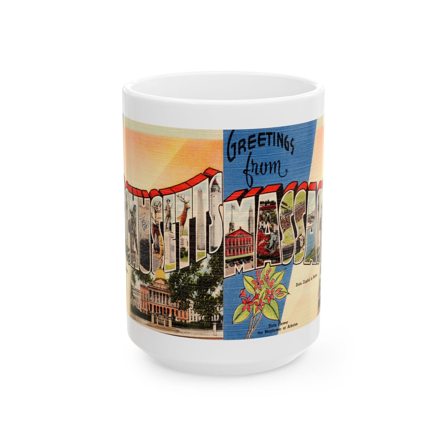 Memebly Retro Vintage Greetings from Massachusetts MA Coffee Mug