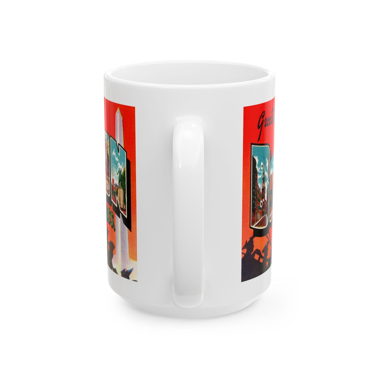 Memebly Vintage Patriots Greetings from Boston MA Massachusetts Coffee Mug