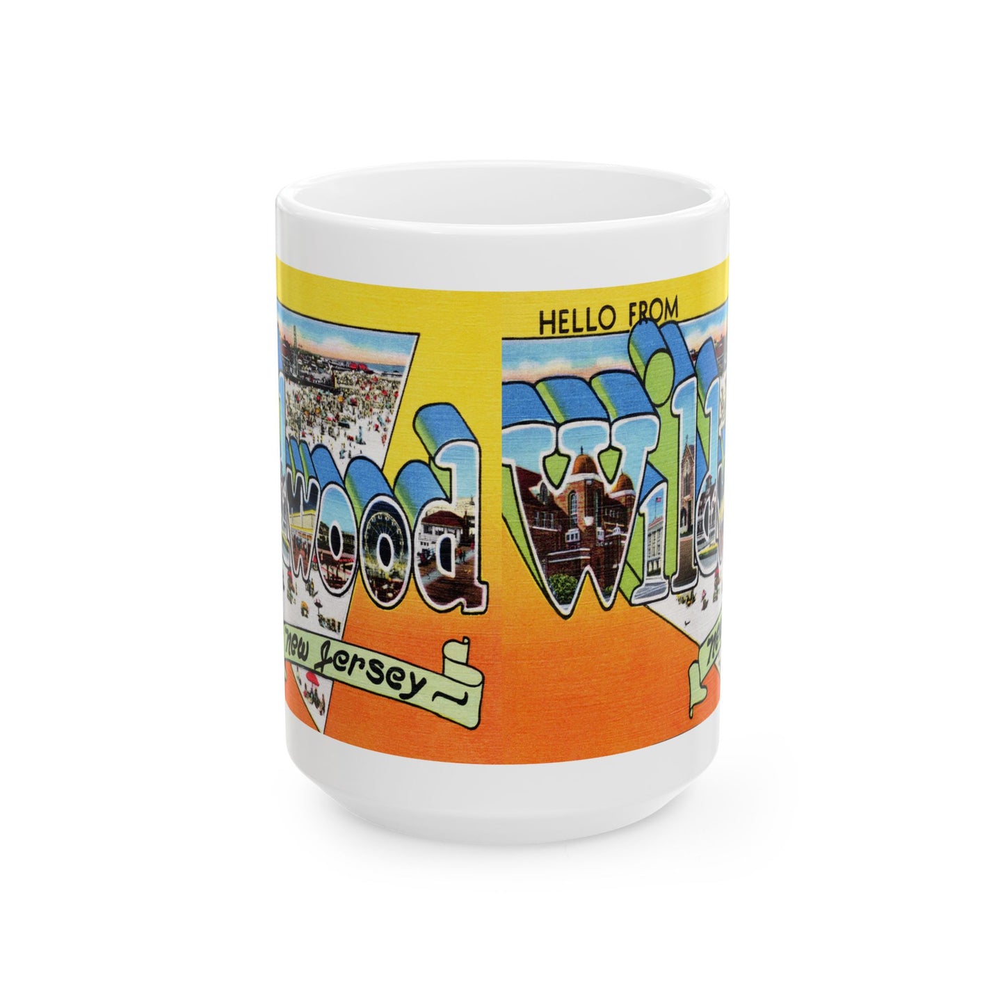 Memebly Scenic Retro Beach Greetings from Wildwood New Jersey Coffee Mug