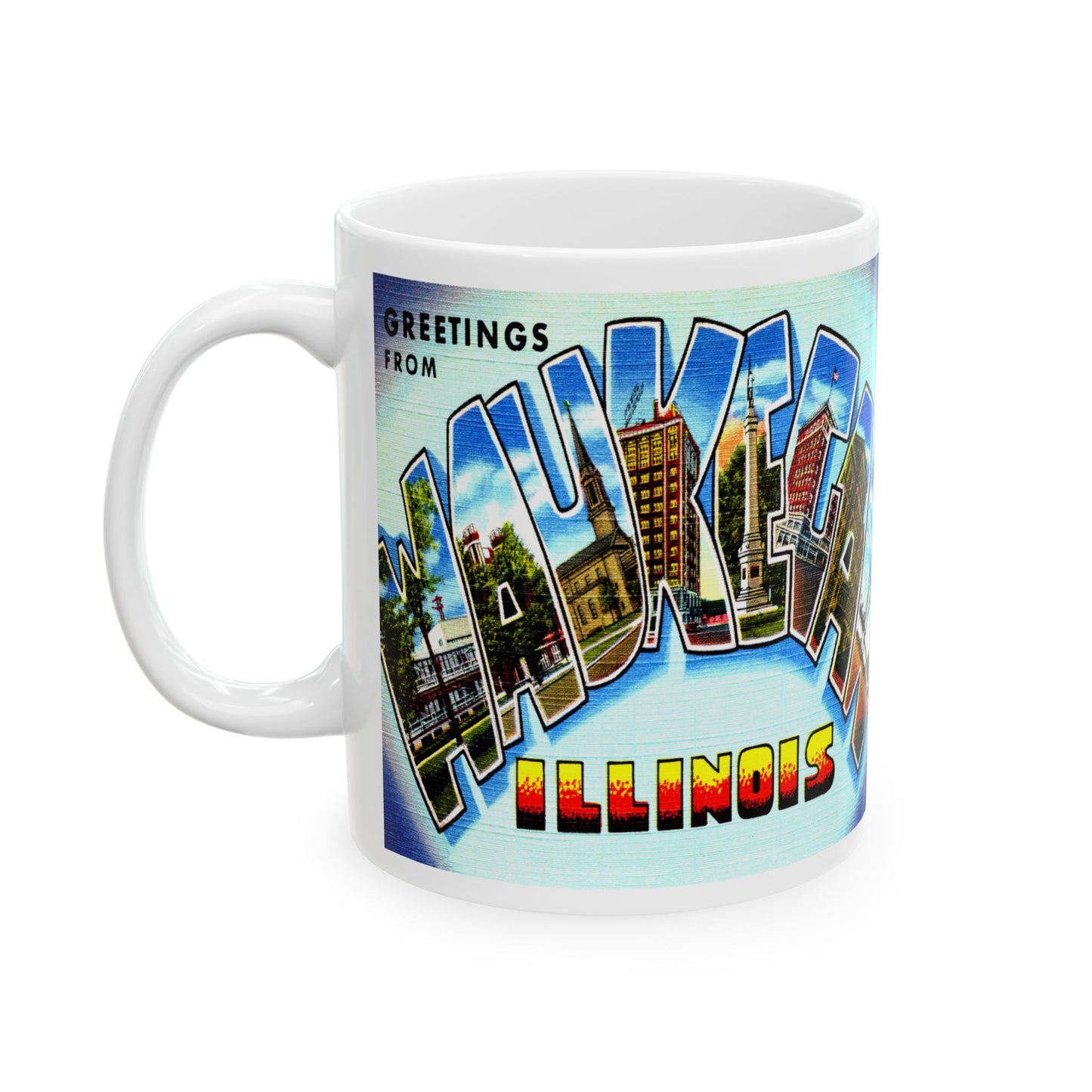 Memebly Vintage Greetings from Waukegan IL Coffee Mug