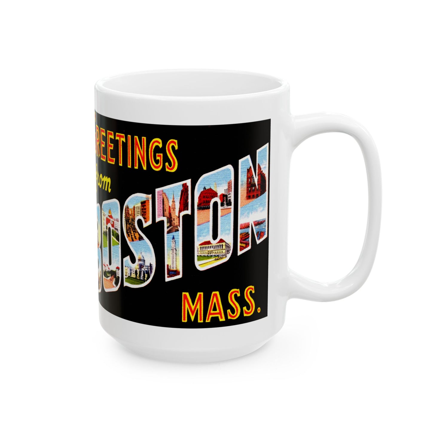 Memebly Vintage 1930s Greetings from Boston MA Massachusetts Coffee Mug