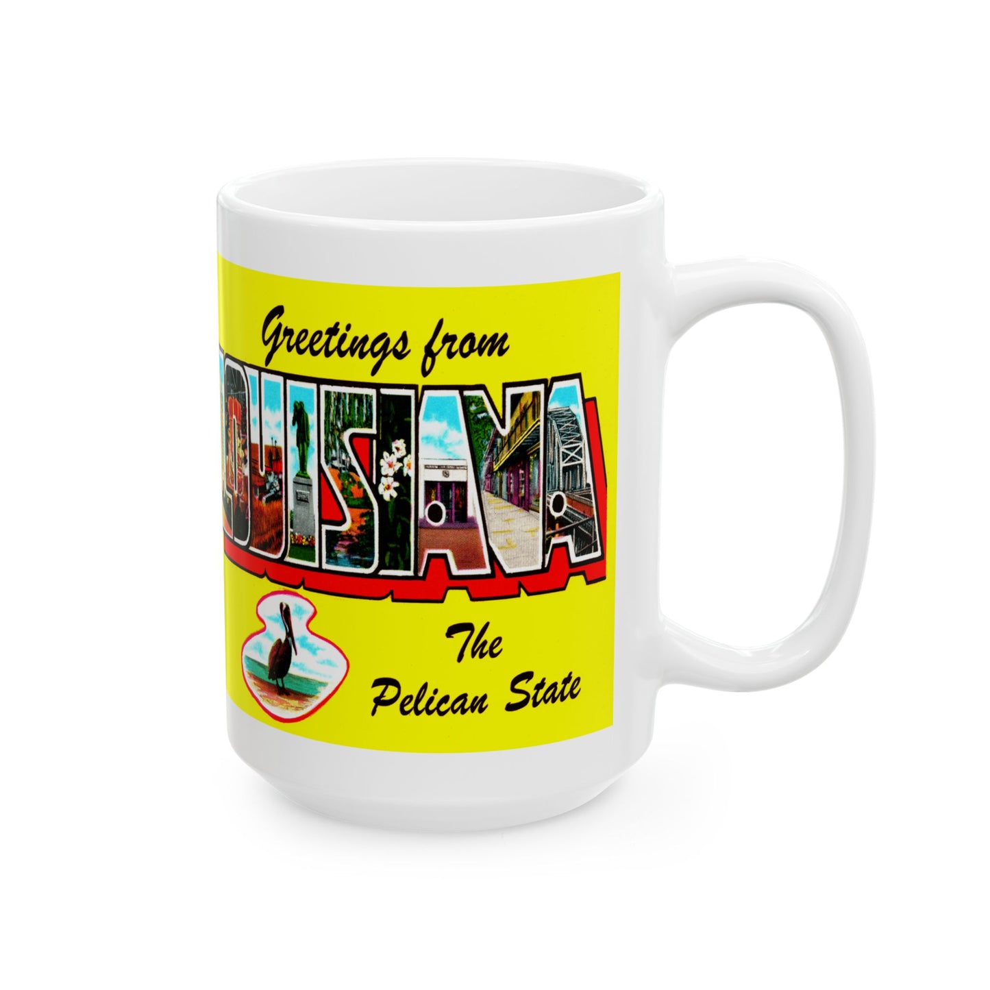 Memebly Retro 1950s Greetings from Louisiana LA Coffee Mug