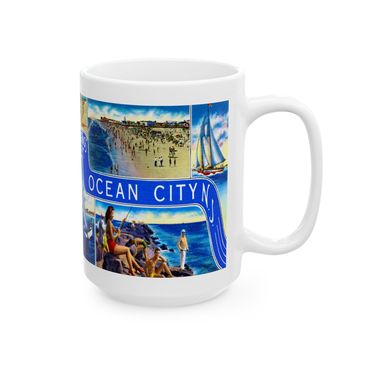 Memebly Scenic Vintage Greetings from Ocean City NJ New Jersey Coffee Mug