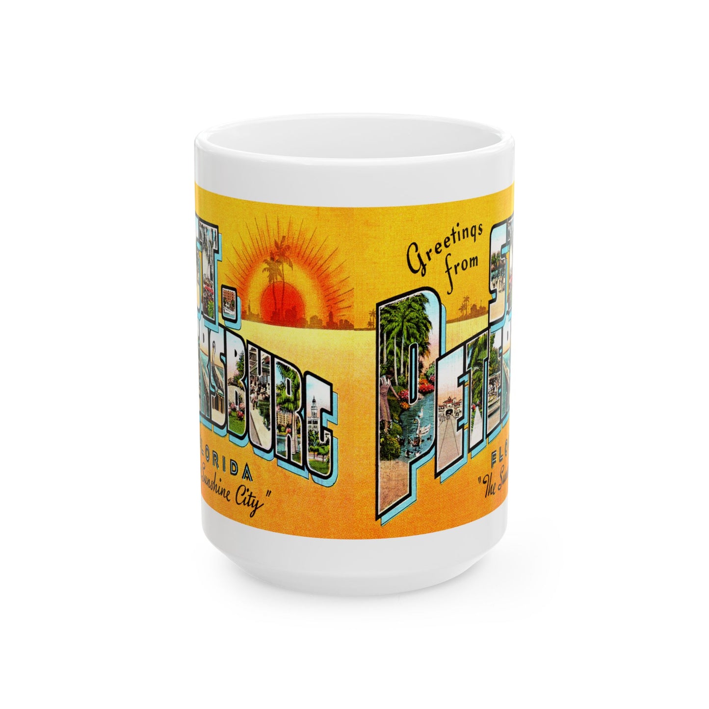 Memebly Retro Greetings from Saint St Petersburg FL Florida Coffee Mug