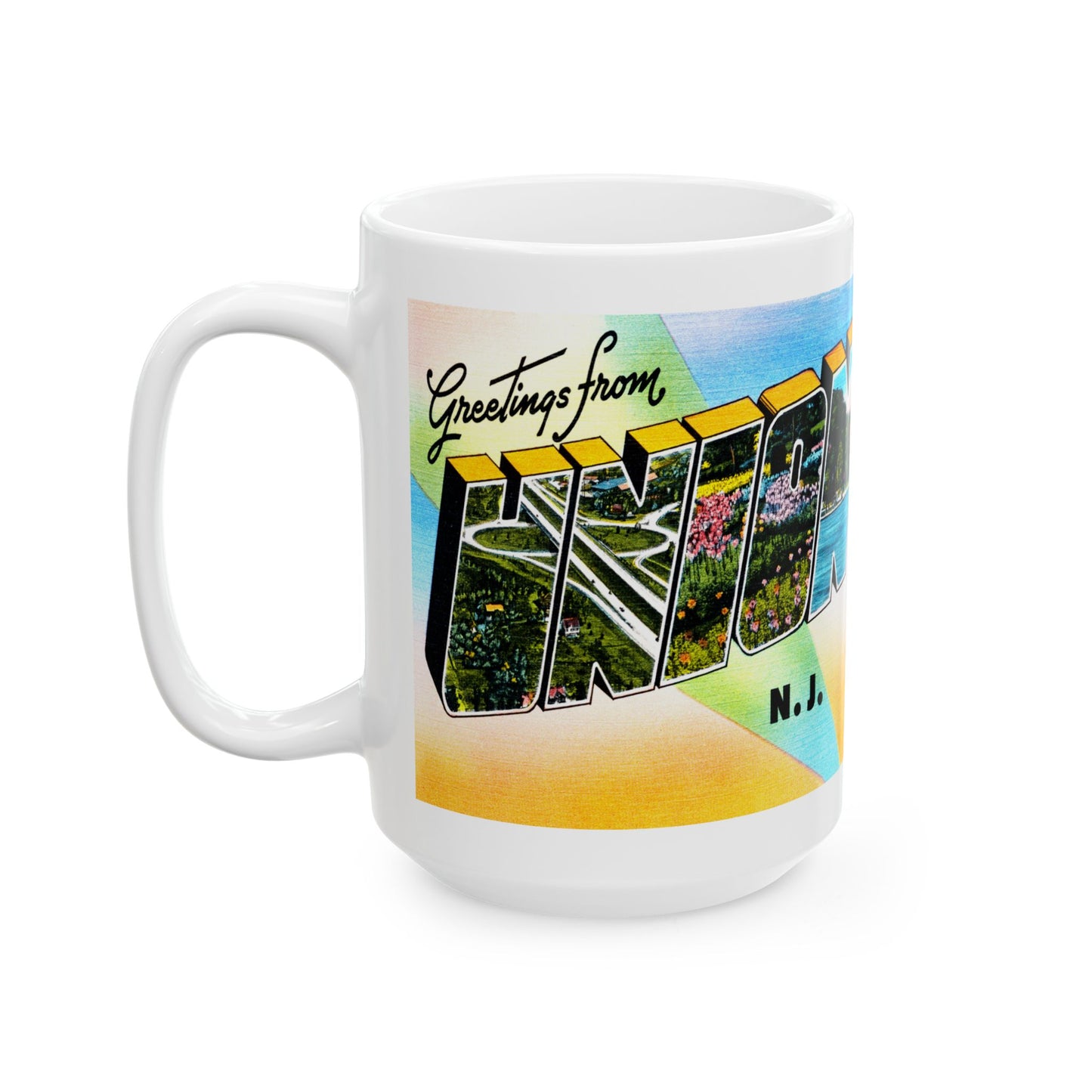 Memebly Vintage Greetings from Union NJ New Jersey Coffee Mug