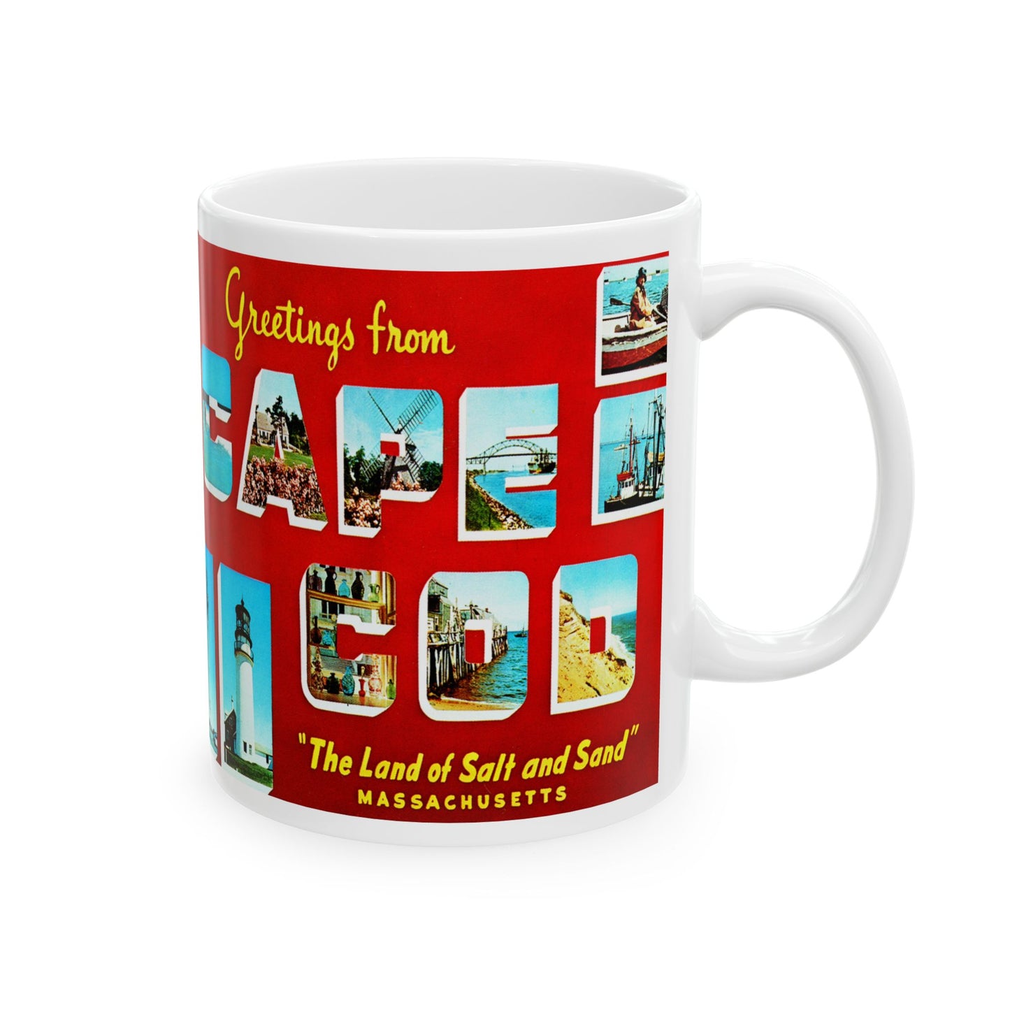 Memebly Retro 1950s Greetings from Cape Cod MA Massachusetts Coffee Mug