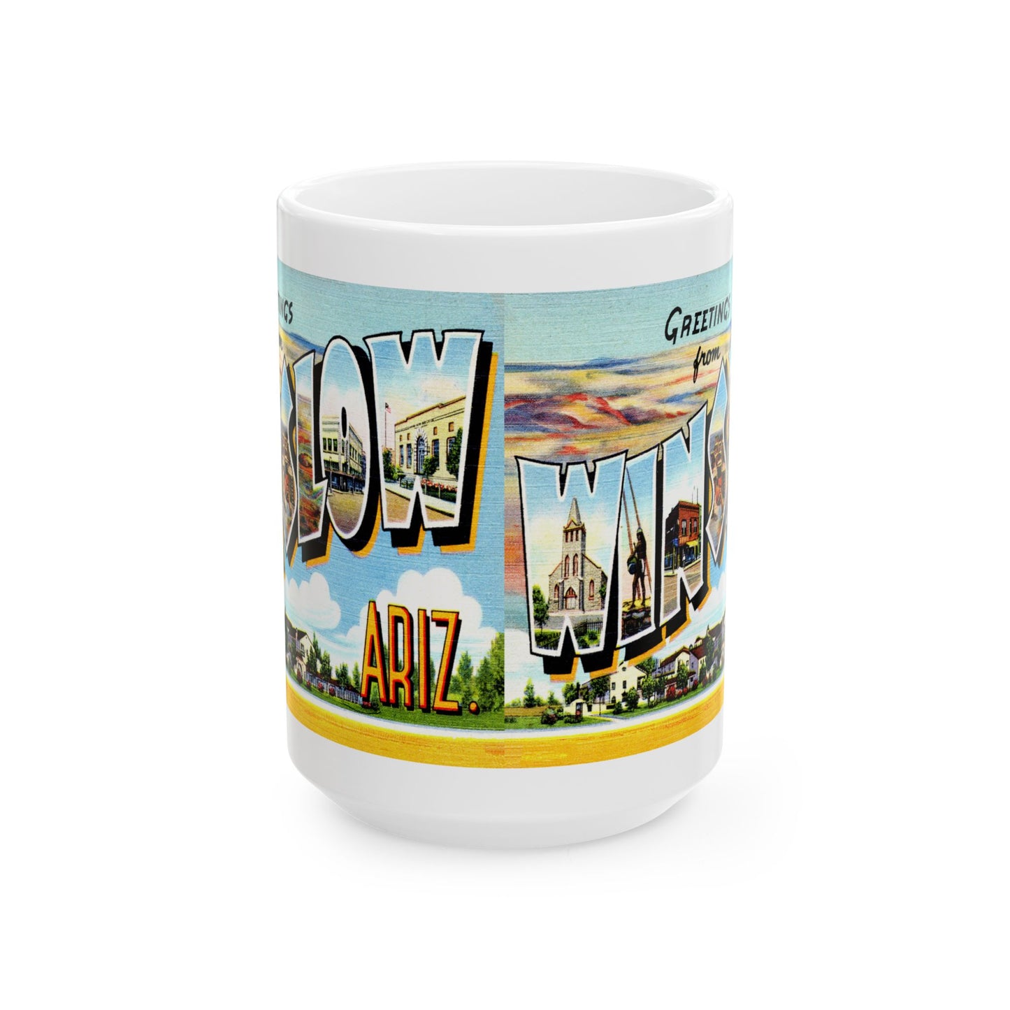 Memebly Vintage Greetings from Winslow AZ Arizona Coffee Mug