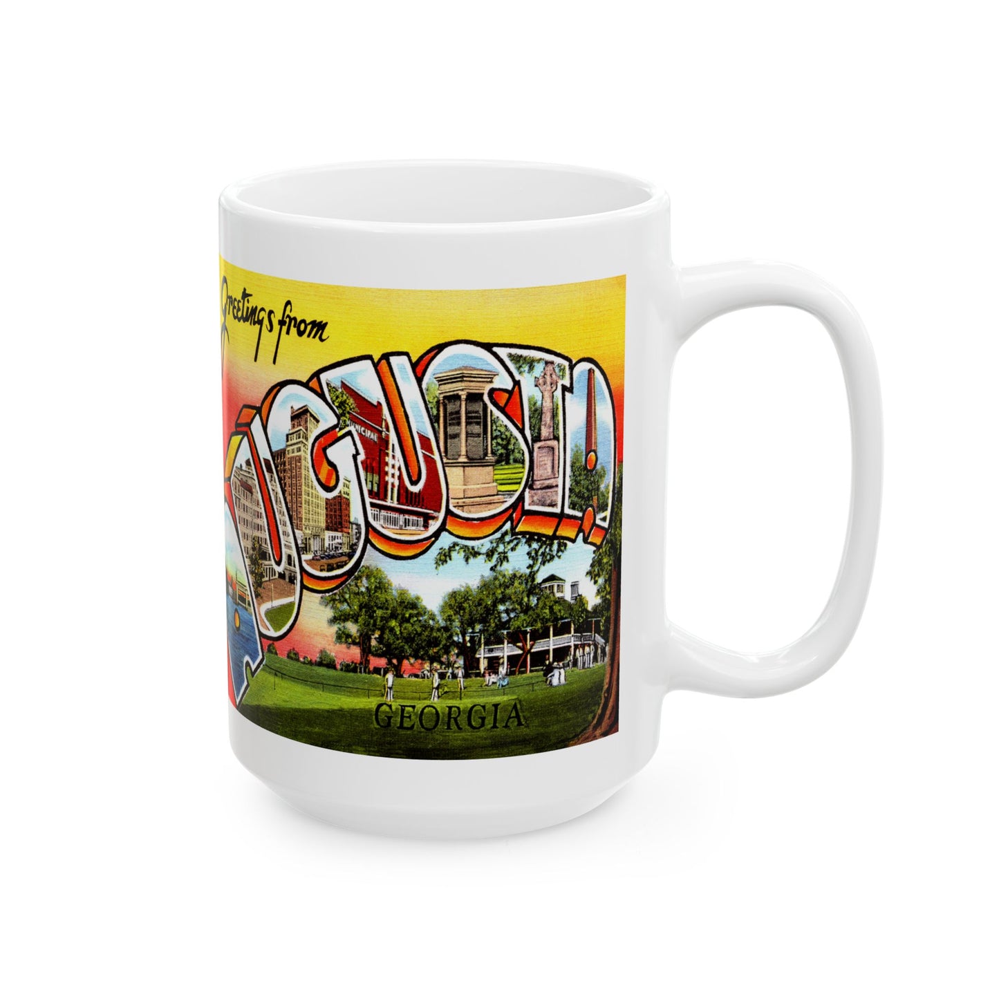 Memebly Sunset Vintage Greetings from Agusta GA Coffee Mug