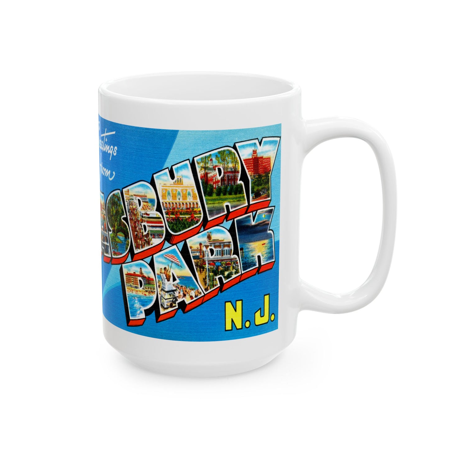 Memebly Retro Greetings from Asbury Park NJ New Jersey Coffee Mug