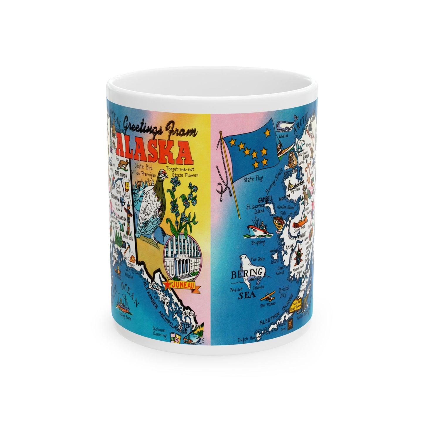 Memebly Retro Greetings from Alaska Map Coffee Mug